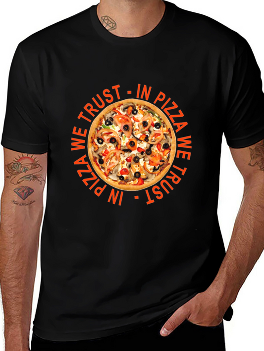 In Pizza We Trust Graphic T-Shirt - Unisex Black Tee