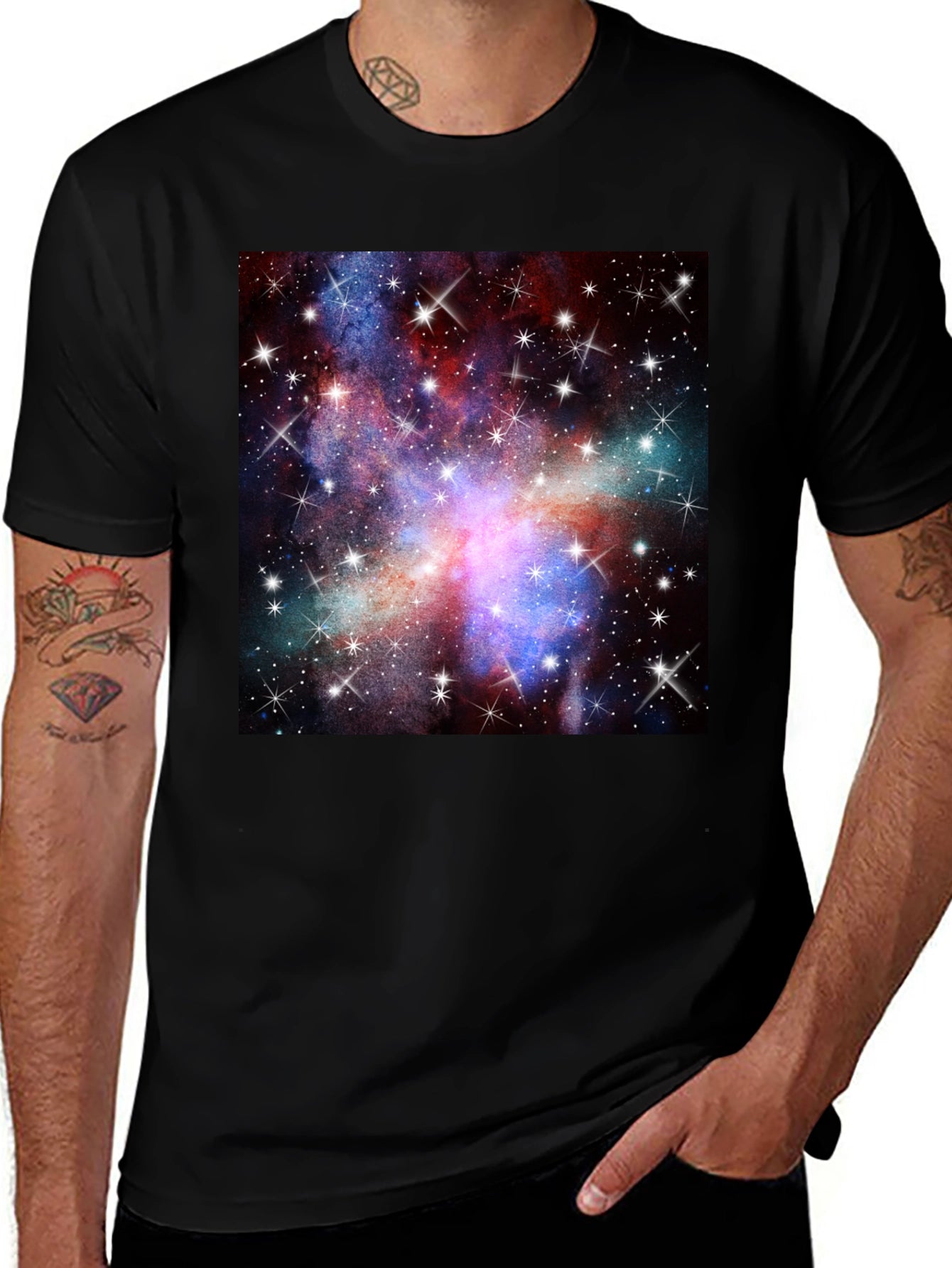 Galaxy Print Black T-Shirt