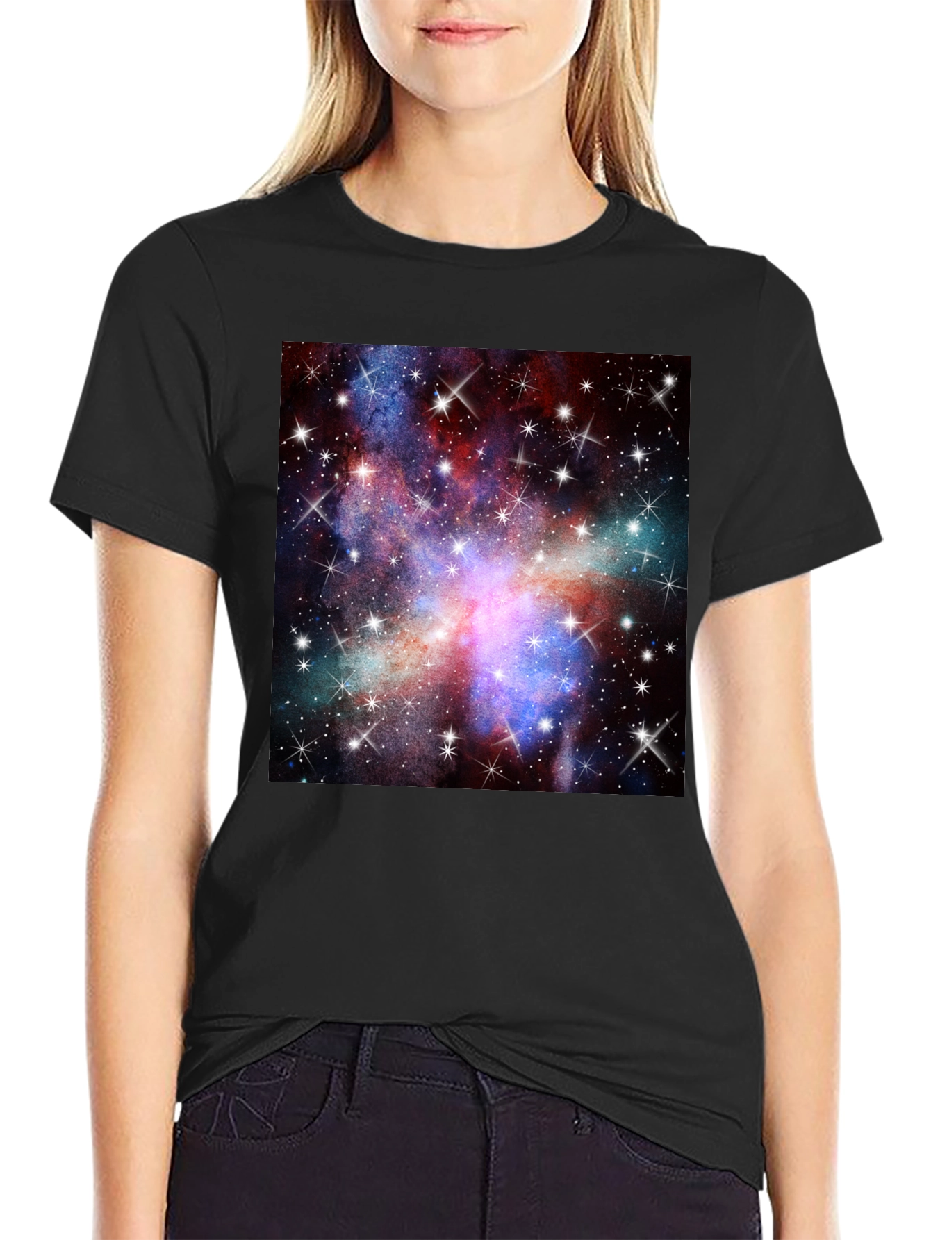 Galaxy Print Black T-Shirt