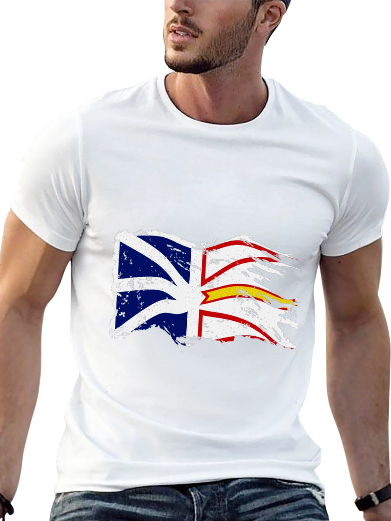 Tattered Newfoundland Flag Graphic T-Shirt