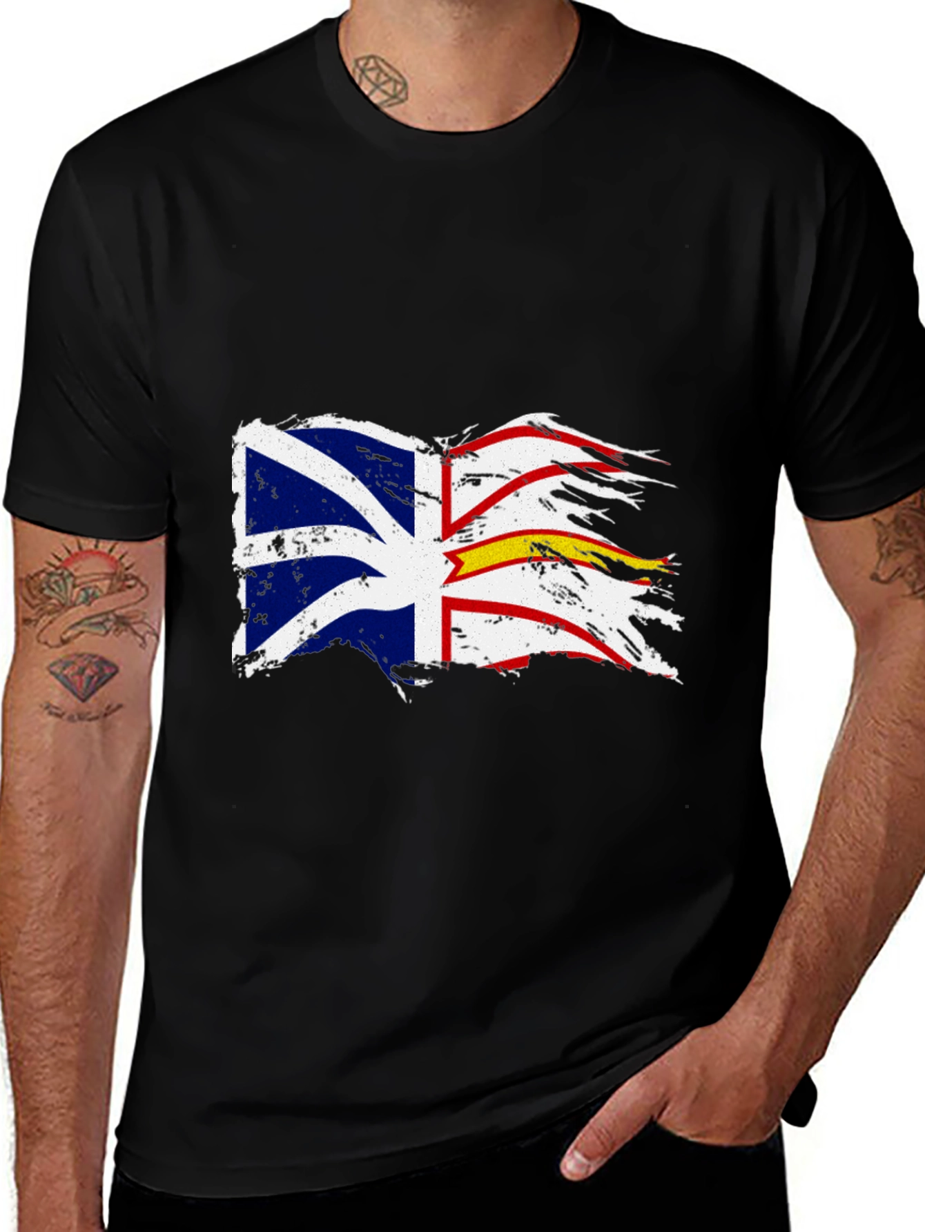 Tattered Newfoundland Flag Graphic T-Shirt