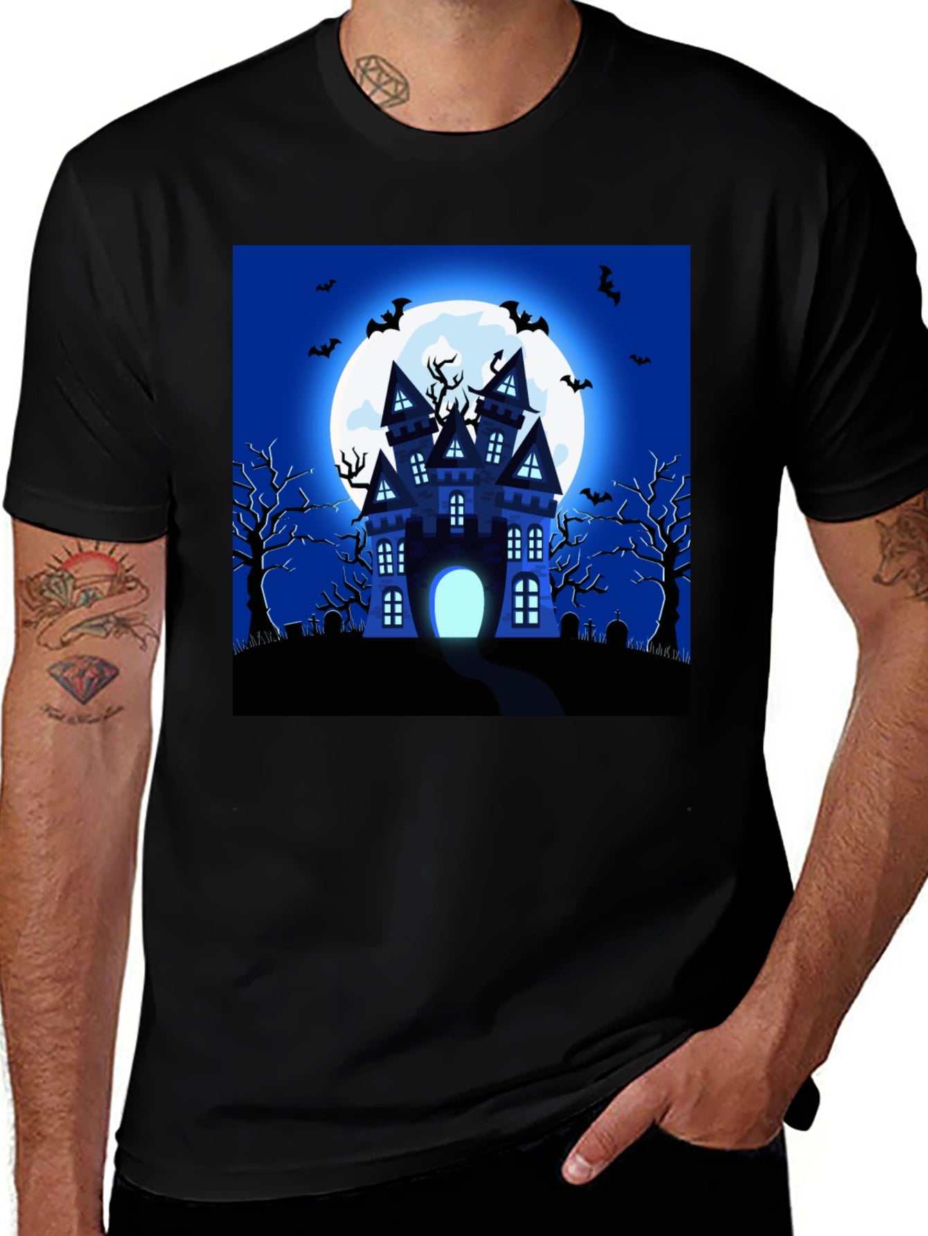 Halloween Haunted House Graphic T-Shirt