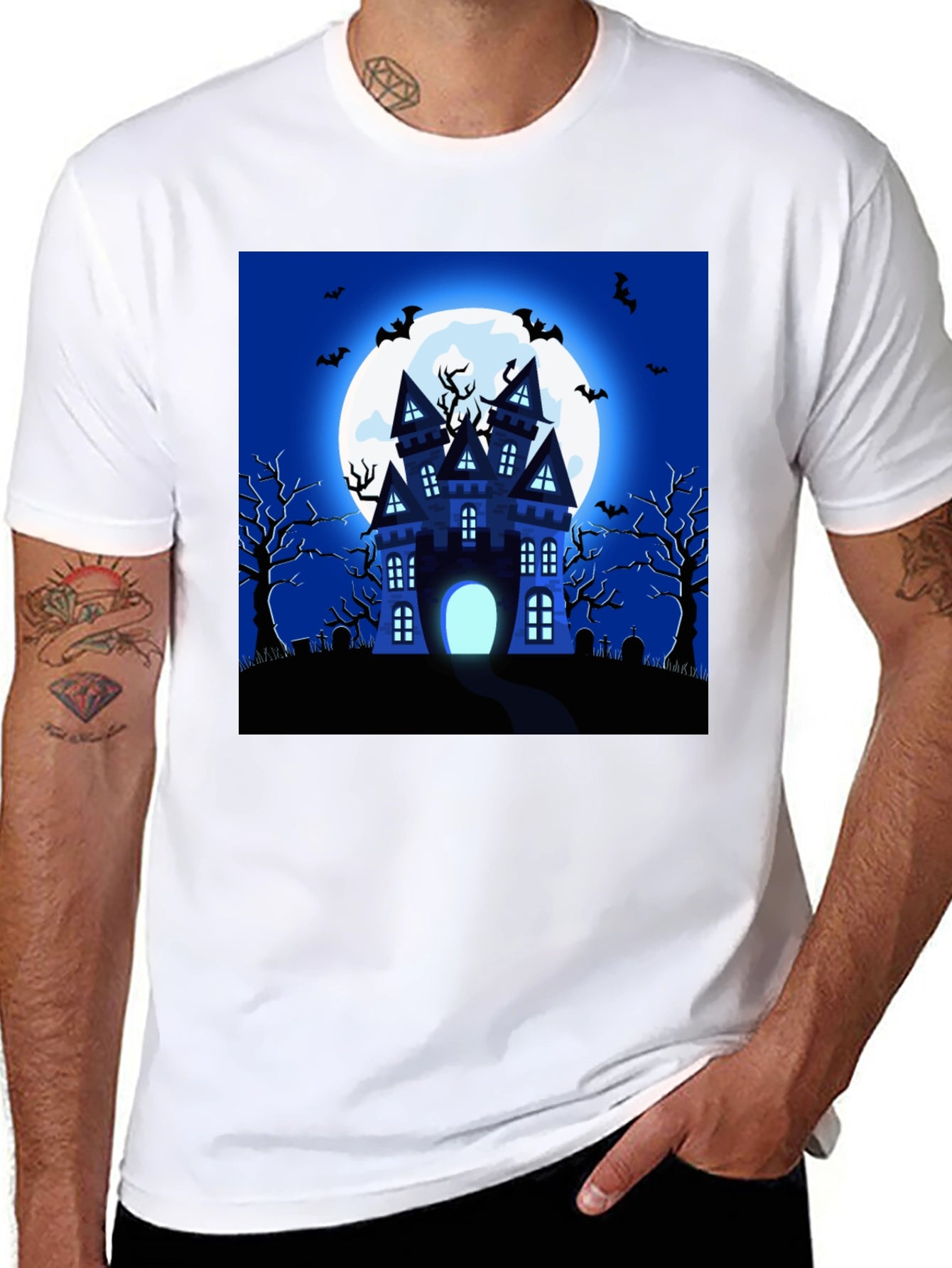 Halloween Haunted House Graphic T-Shirt