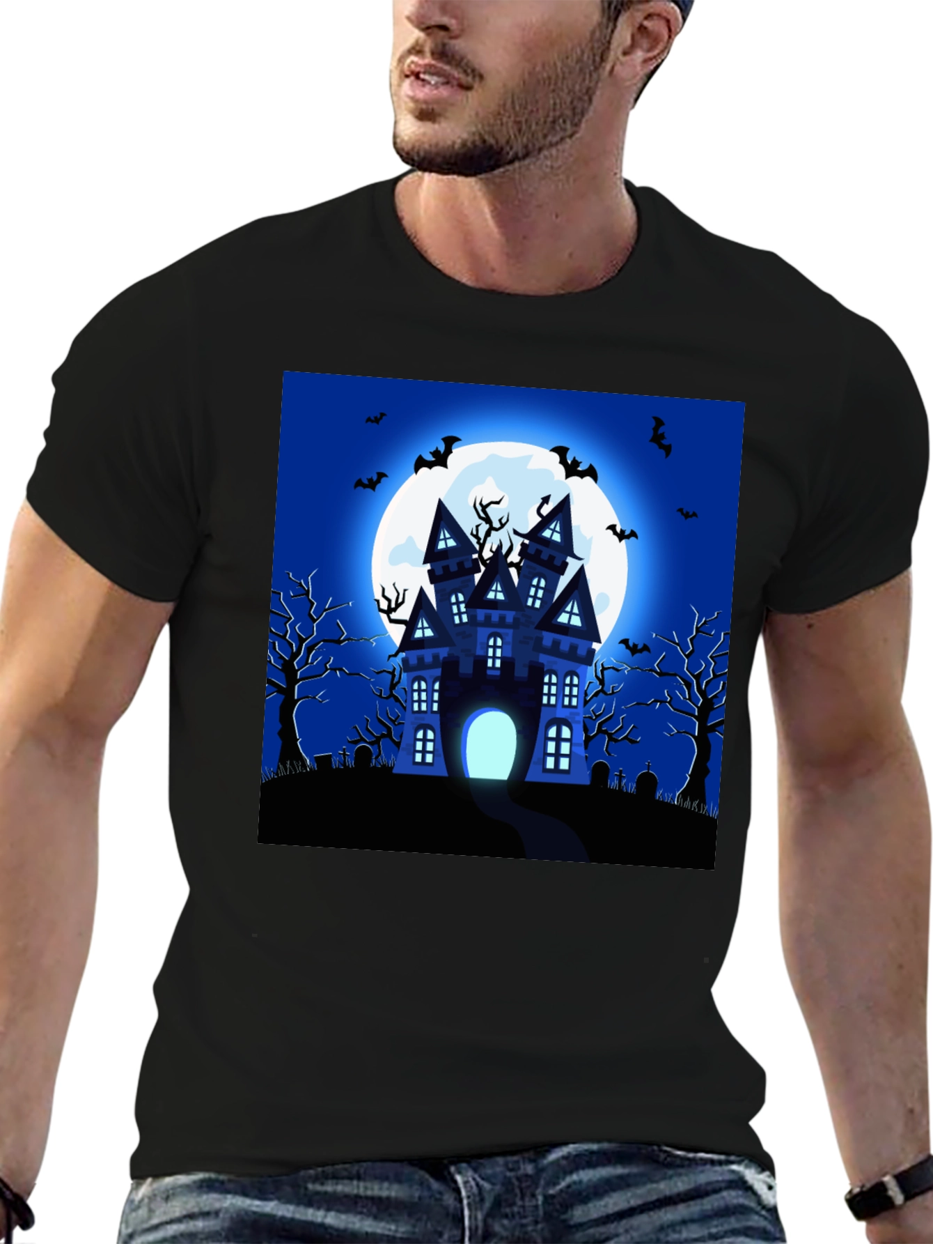 Halloween Haunted House Graphic T-Shirt