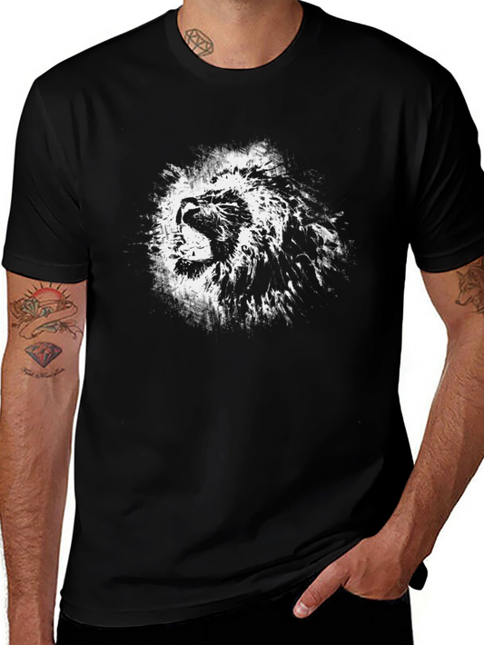 Lion Graphic Black T-Shirt - Bold Animal Print Tee