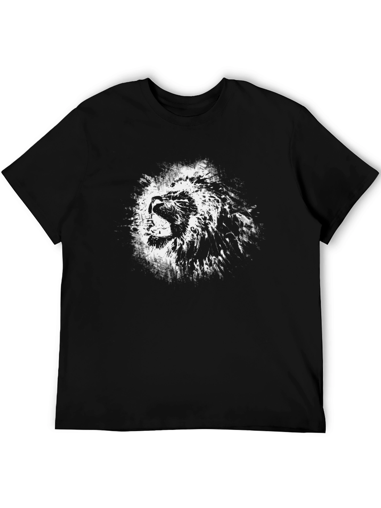 Lion Graphic Black T-Shirt - Bold Animal Print Tee