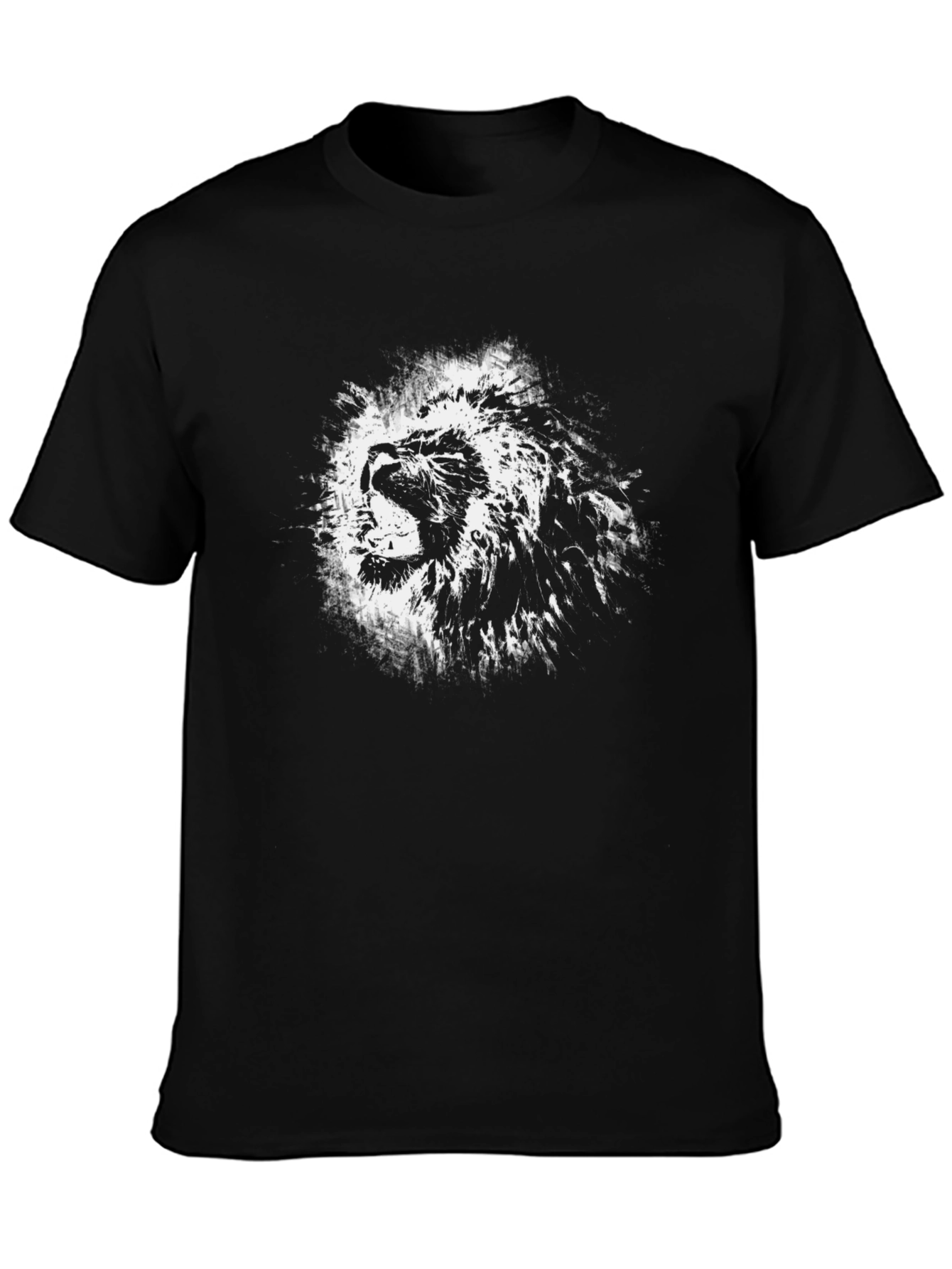 Lion Graphic Black T-Shirt - Bold Animal Print Tee