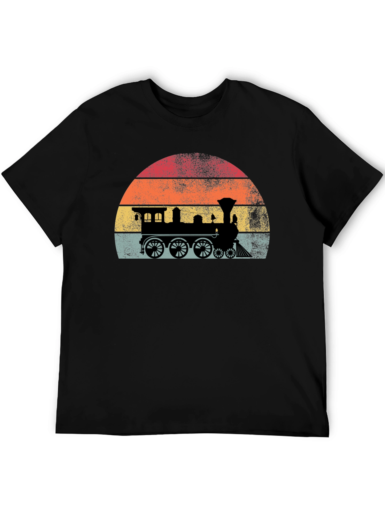 Retro Train Sunset Graphic Tee - Classic Style