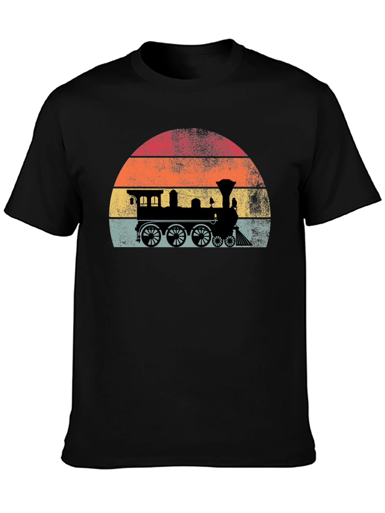 Retro Train Sunset Graphic Tee - Classic Style