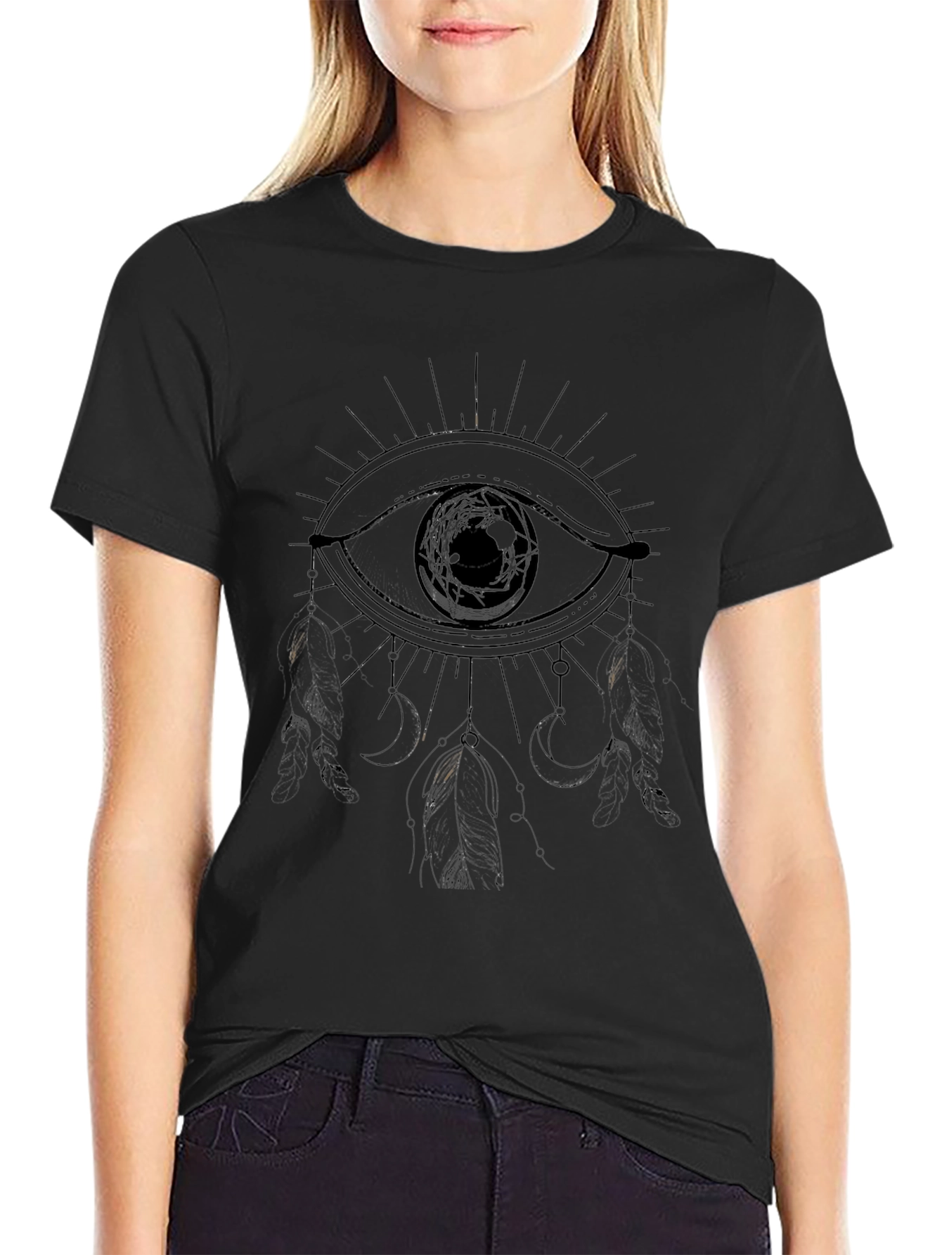 Mystic Eye Graphic Tee - Black Cotton T-Shirt