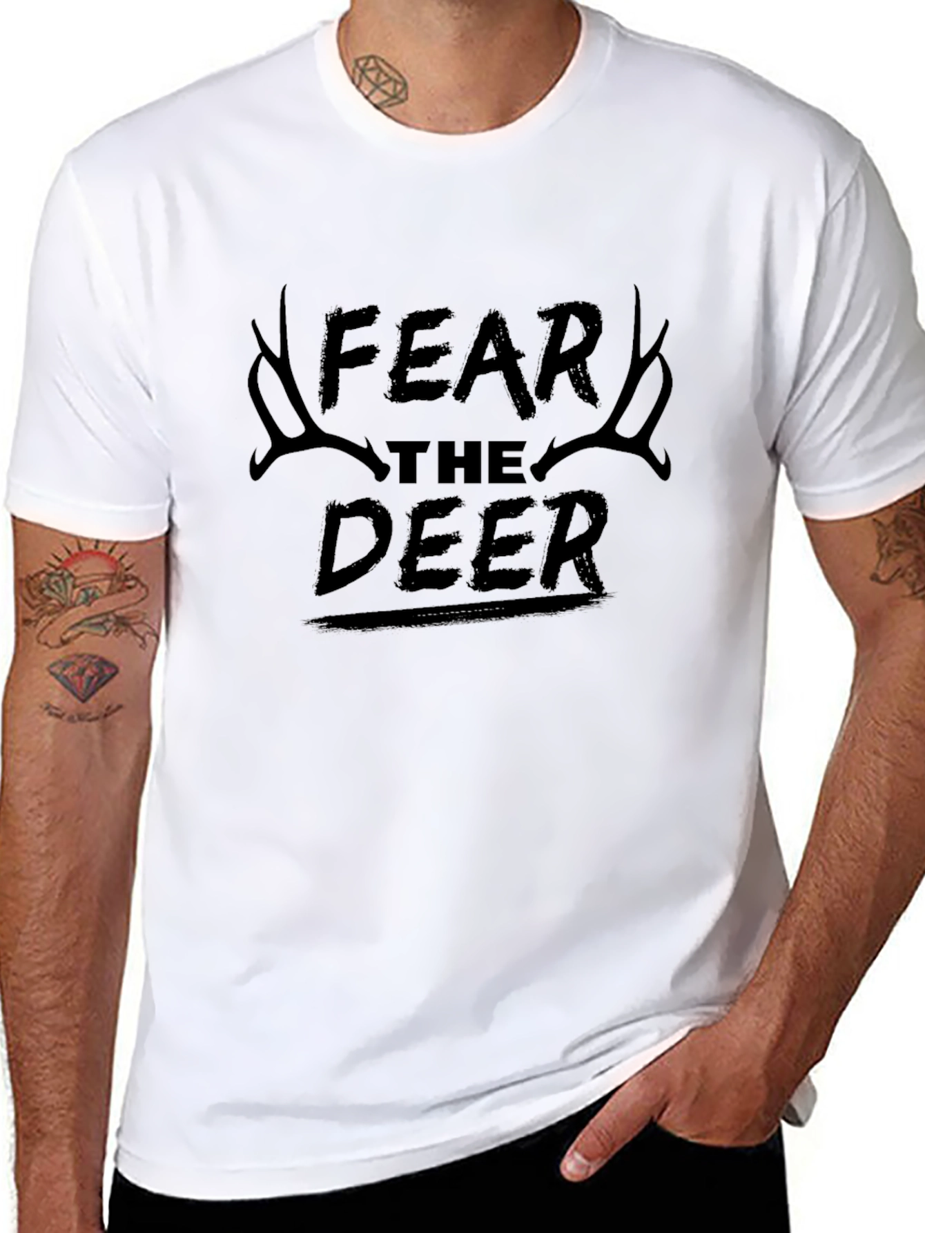Fear The Deer Black Graphic T-Shirt