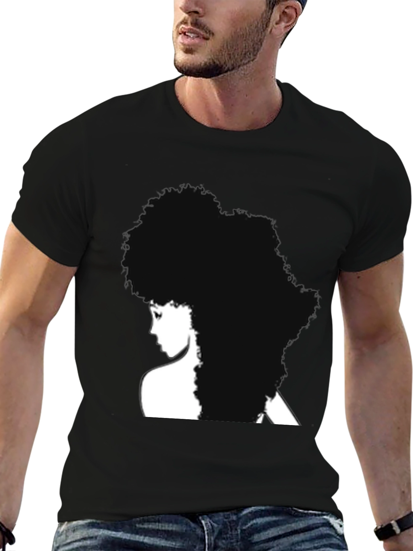 Afro Silhouette Black T-Shirt