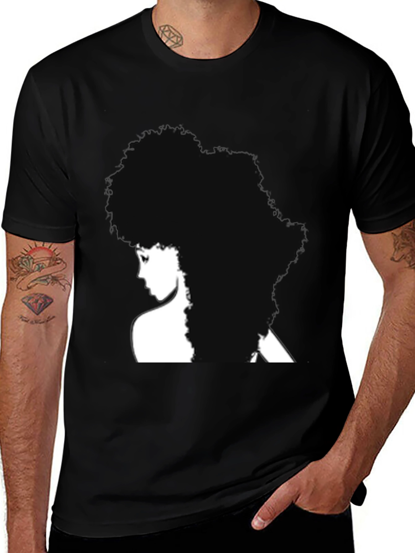 Afro Silhouette Black T-Shirt