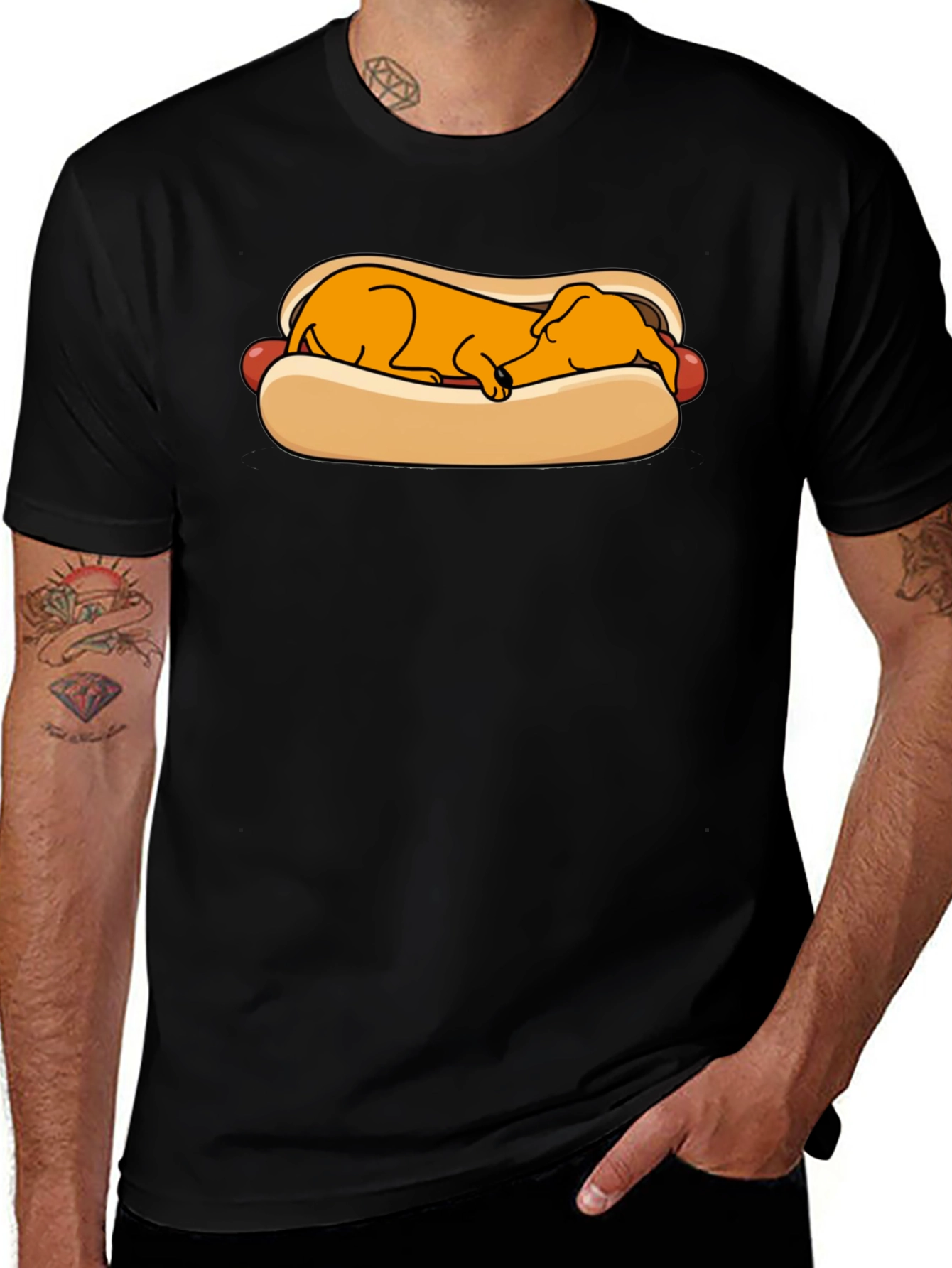 Funny Hot Dog Dachshund Graphic T-Shirt