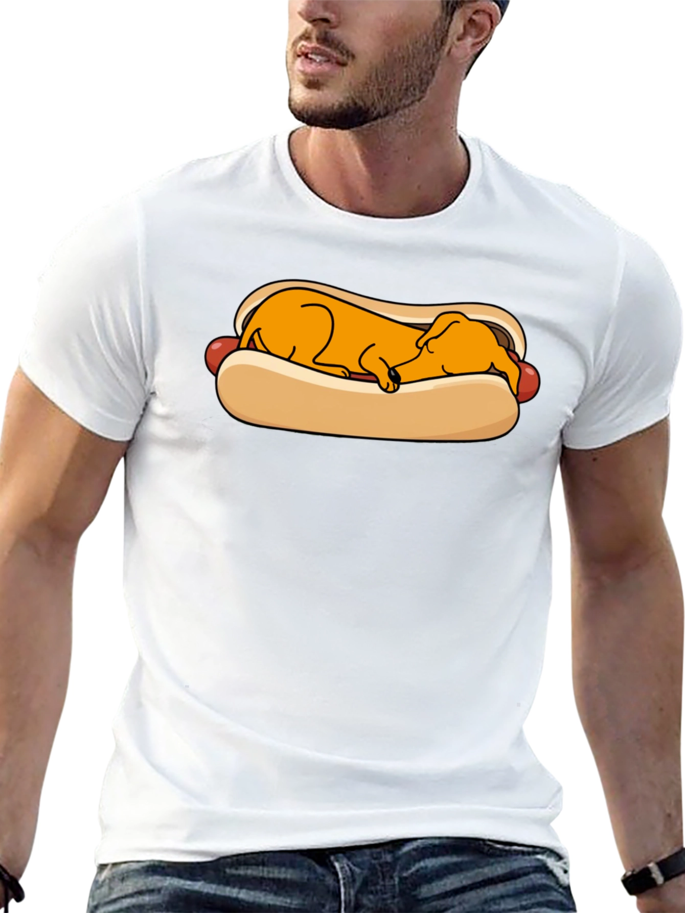 Funny Hot Dog Dachshund Graphic T-Shirt