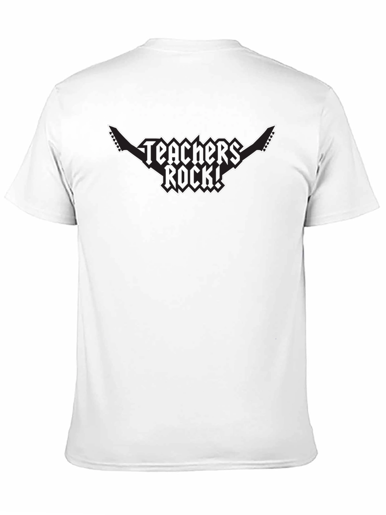 Teachers Rock! Guitar Graphic Tee - Black Cotton T-Shirt