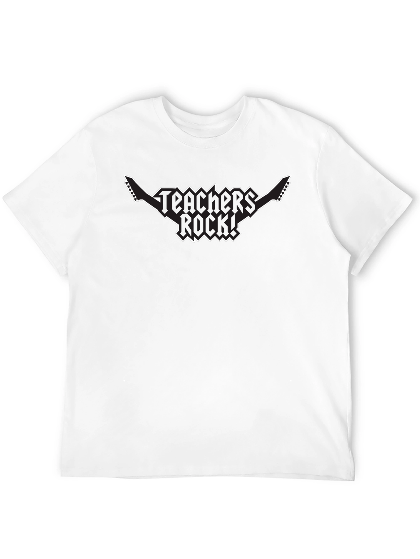 Teachers Rock! Guitar Graphic Tee - Black Cotton T-Shirt