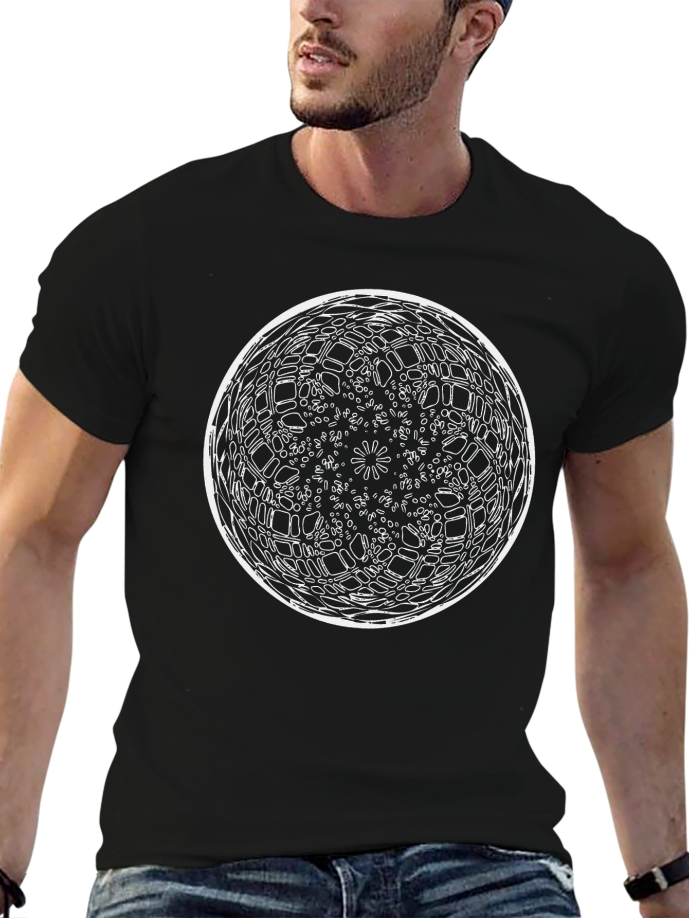 Abstract Optical Illusion Graphic Black Tee