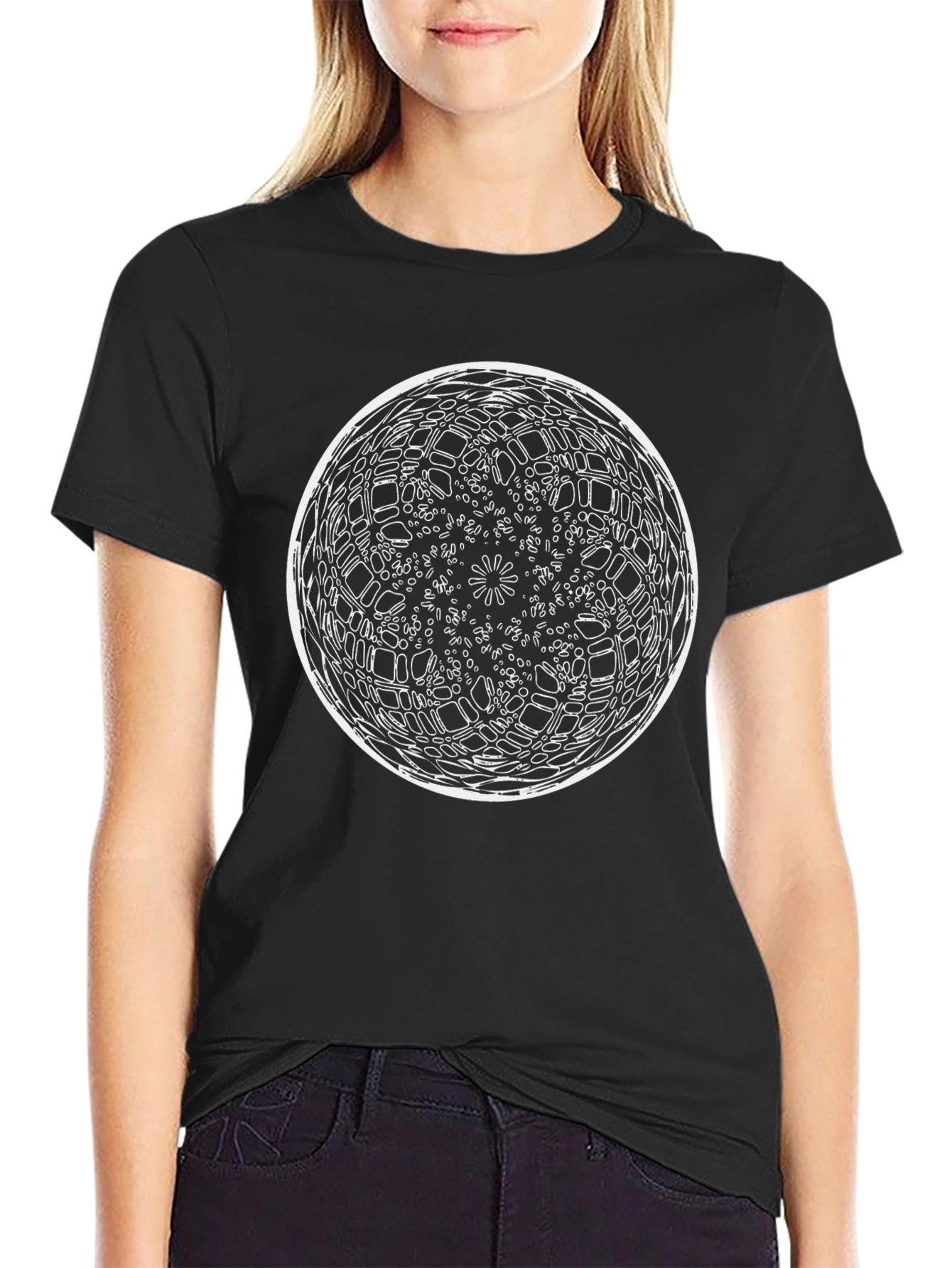 Abstract Optical Illusion Graphic Black Tee