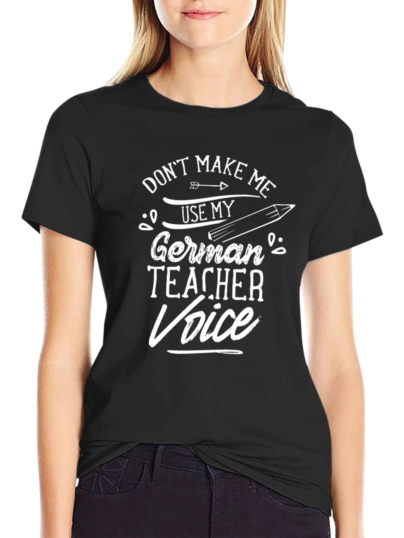 German Teacher Voice T-Shirt - Unisex Black Cotton Tee
