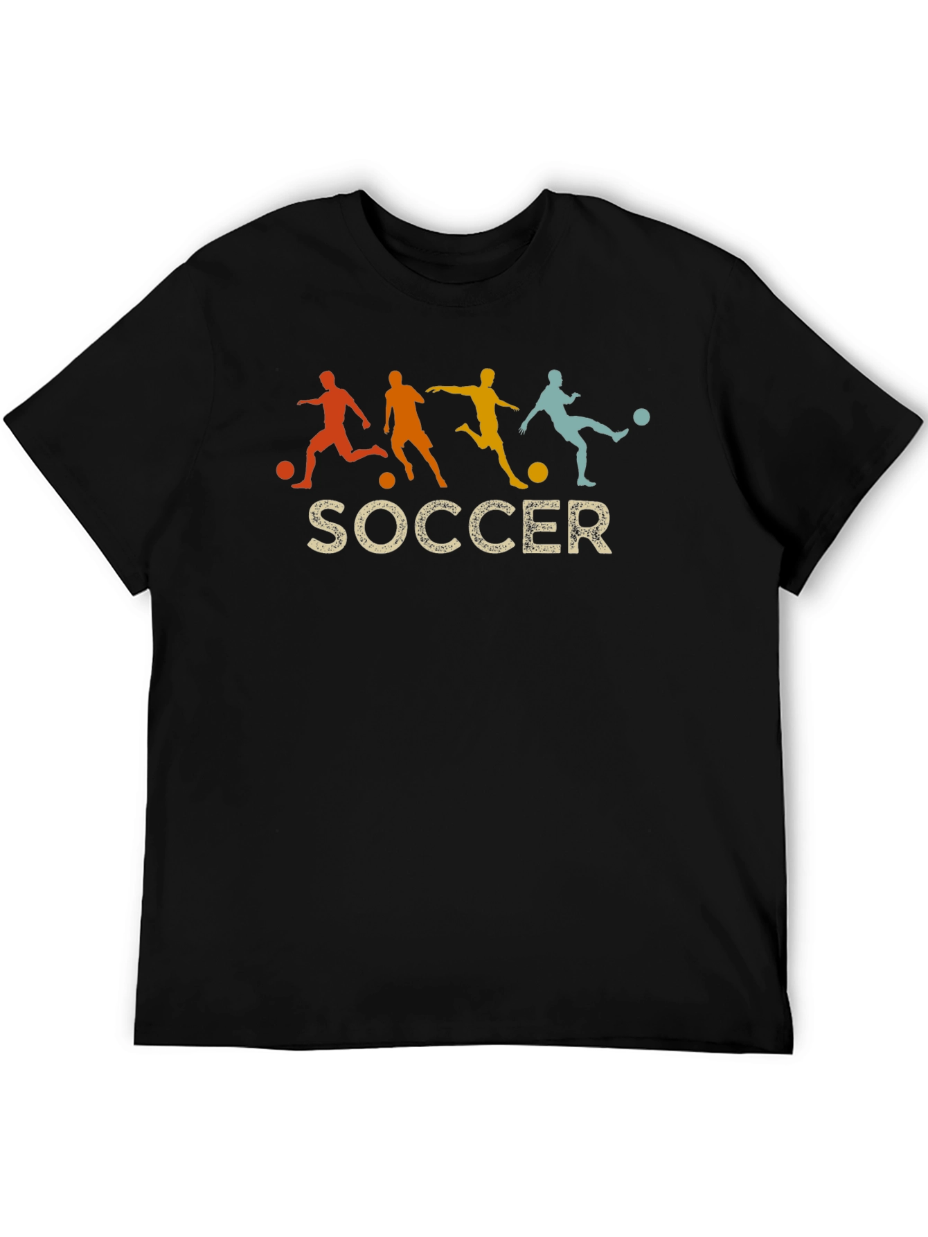 Retro Soccer Silhouette Graphic Tee - Black