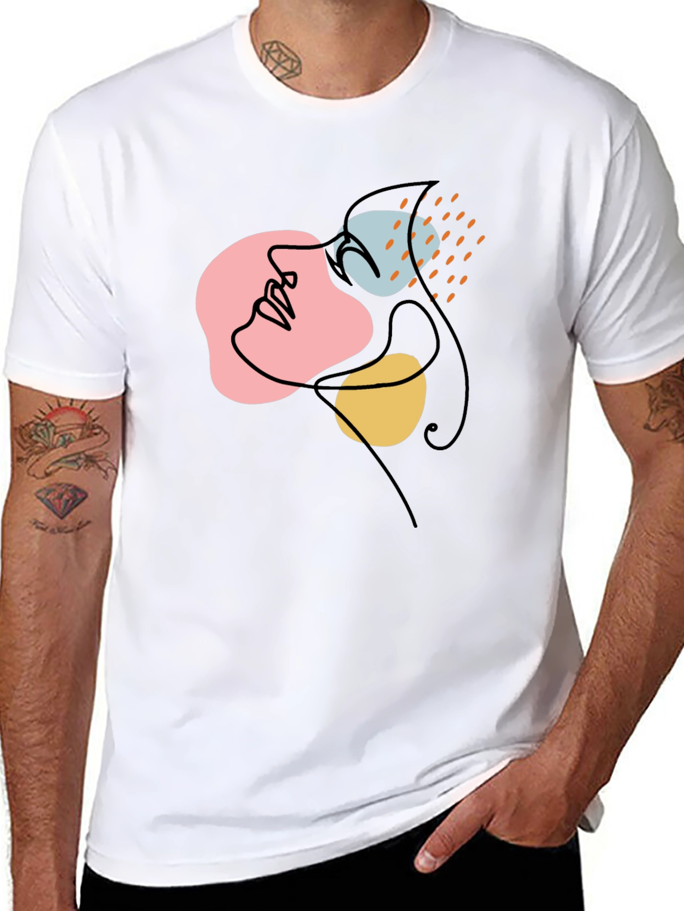 Abstract Face Art Black T-Shirt - Modern Graphic Tee