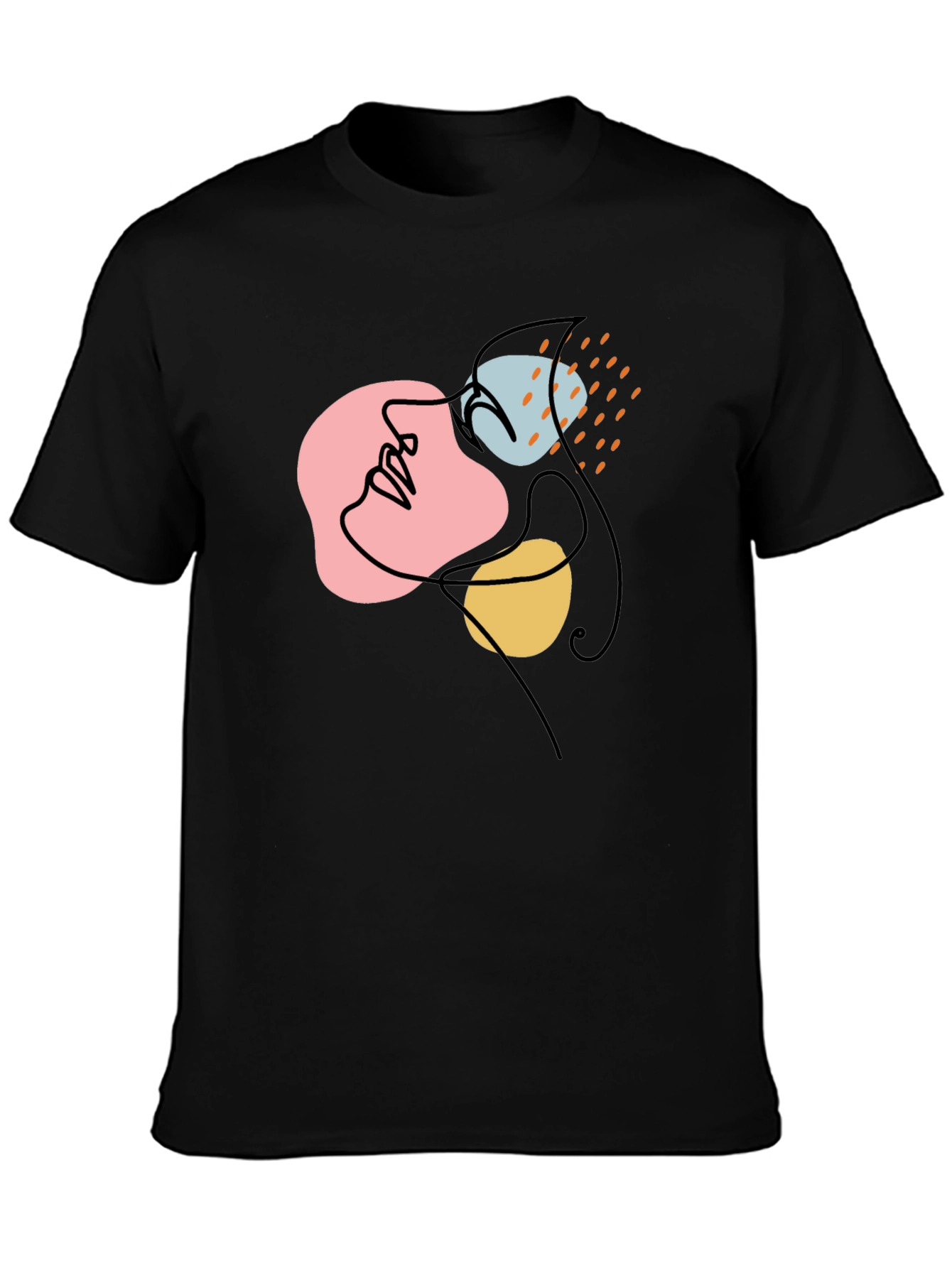 Abstract Face Art Black T-Shirt - Modern Graphic Tee