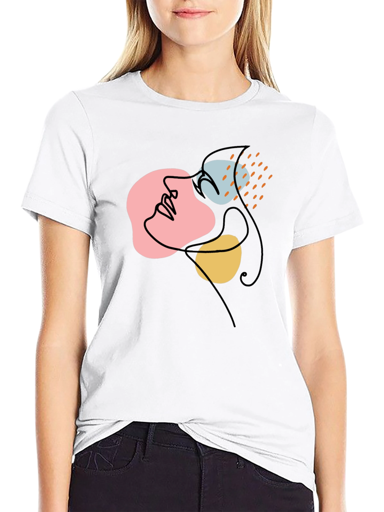 Abstract Face Art Black T-Shirt - Modern Graphic Tee
