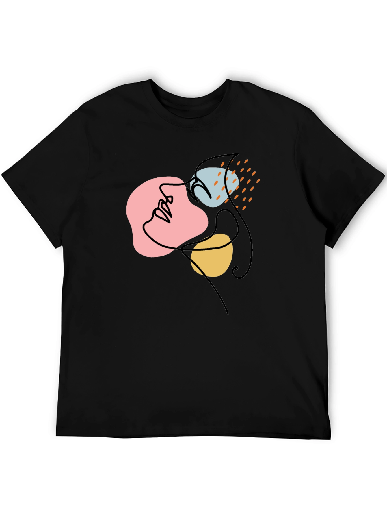 Abstract Face Art Black T-Shirt - Modern Graphic Tee