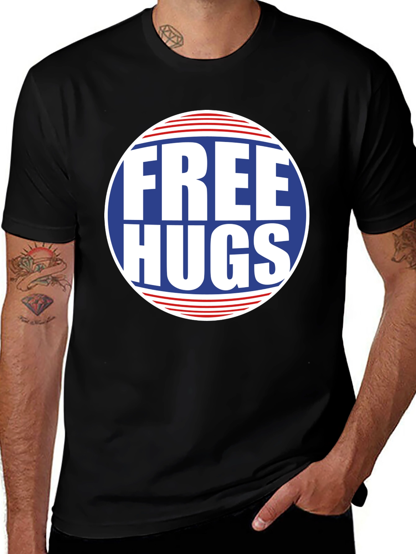 Free Hugs Graphic Tee - Classic Crew Neck T-Shirt