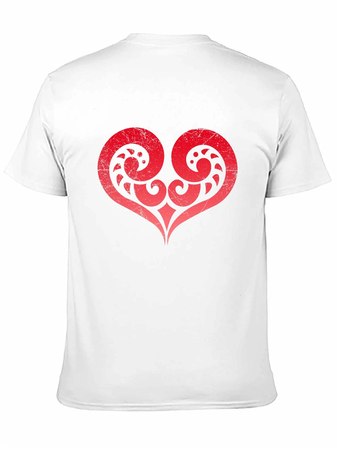 Red Tribal Heart Graphic Black T-Shirt
