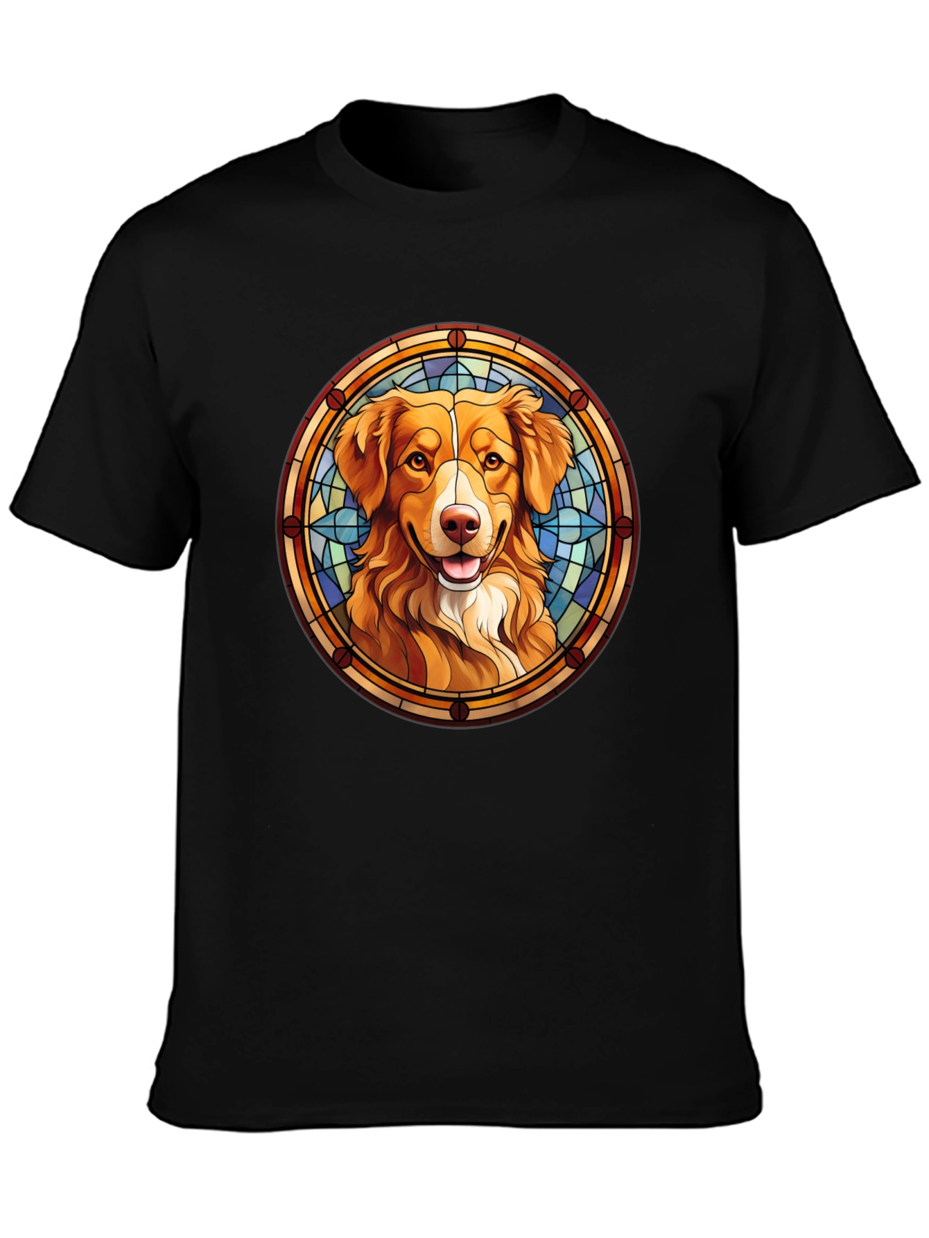 Dog Portrait T-Shirt - Stained Glass Style