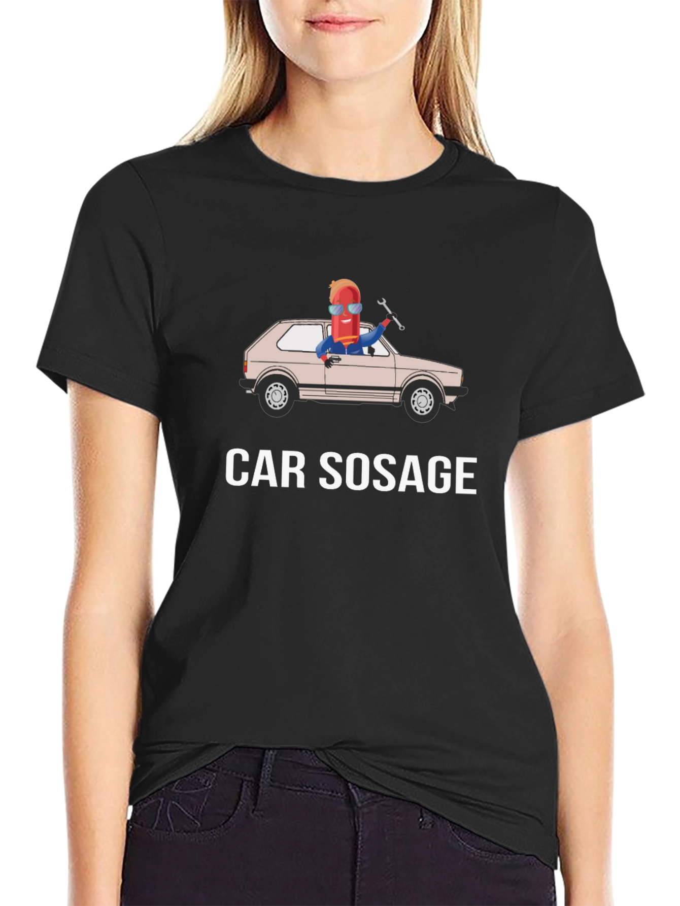 Car Sosage T-Shirt - Funny Sausage Car Graphic Tee
