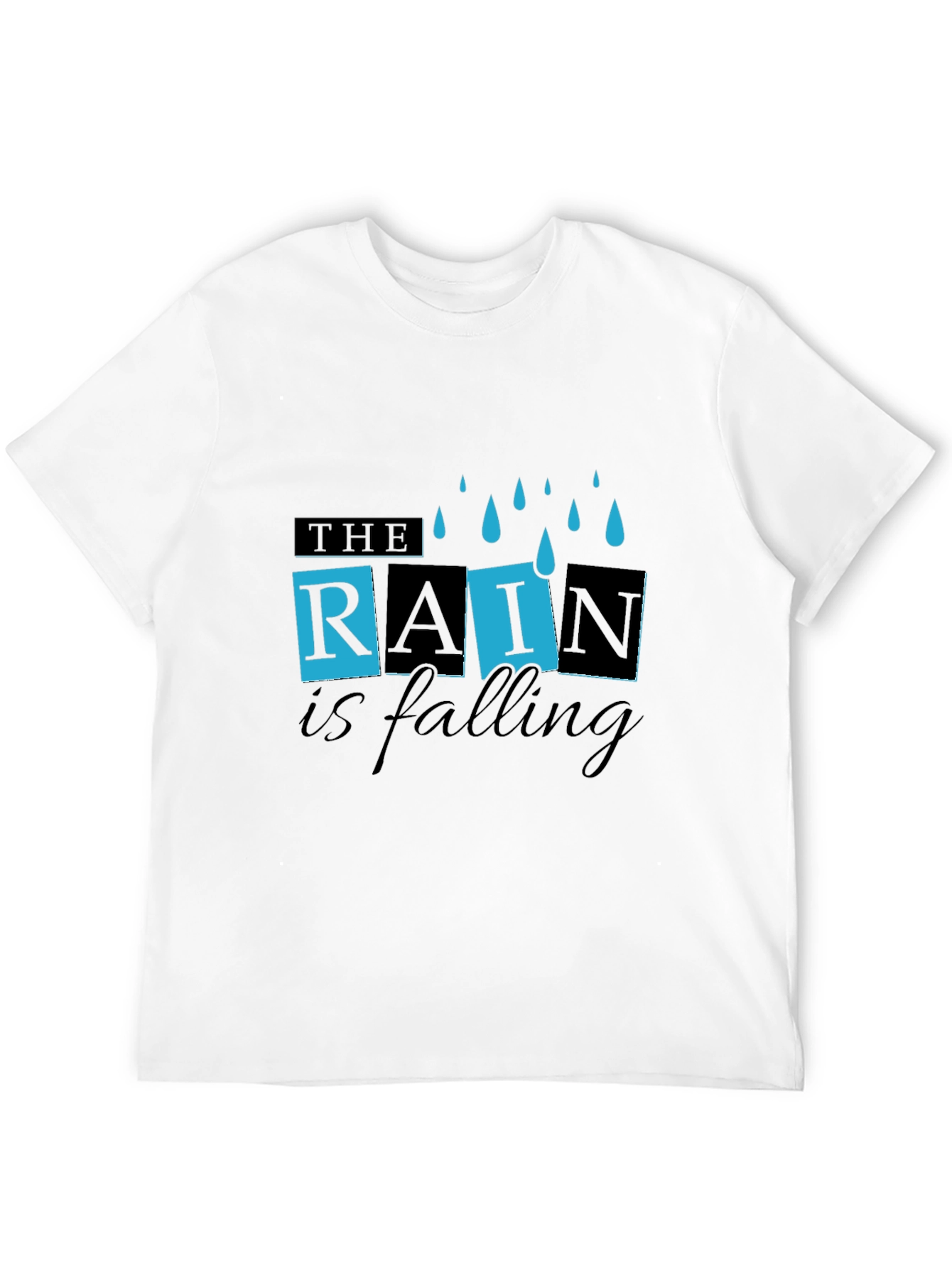 Rain is Falling Graphic Black T-Shirt