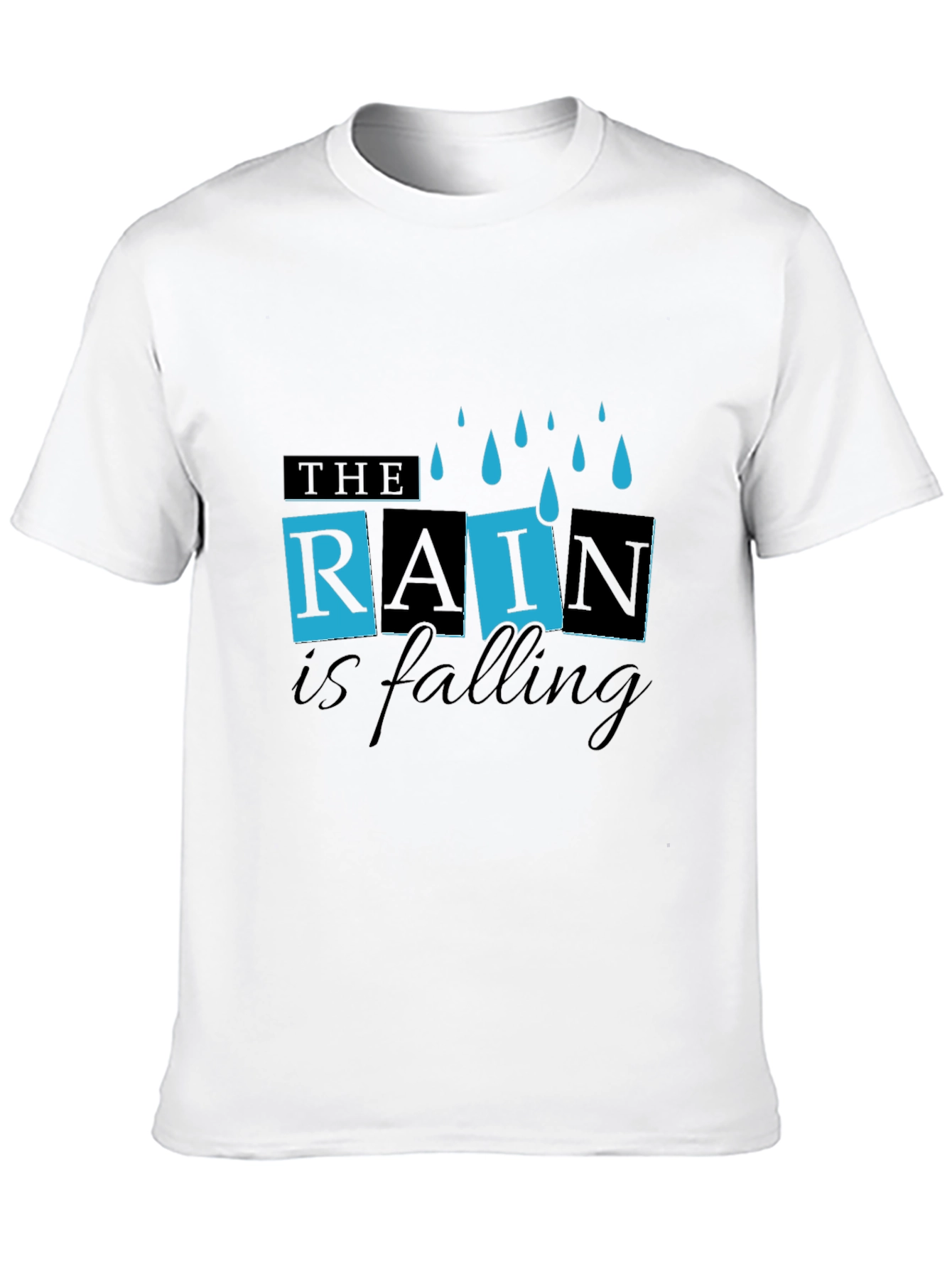 Rain is Falling Graphic Black T-Shirt