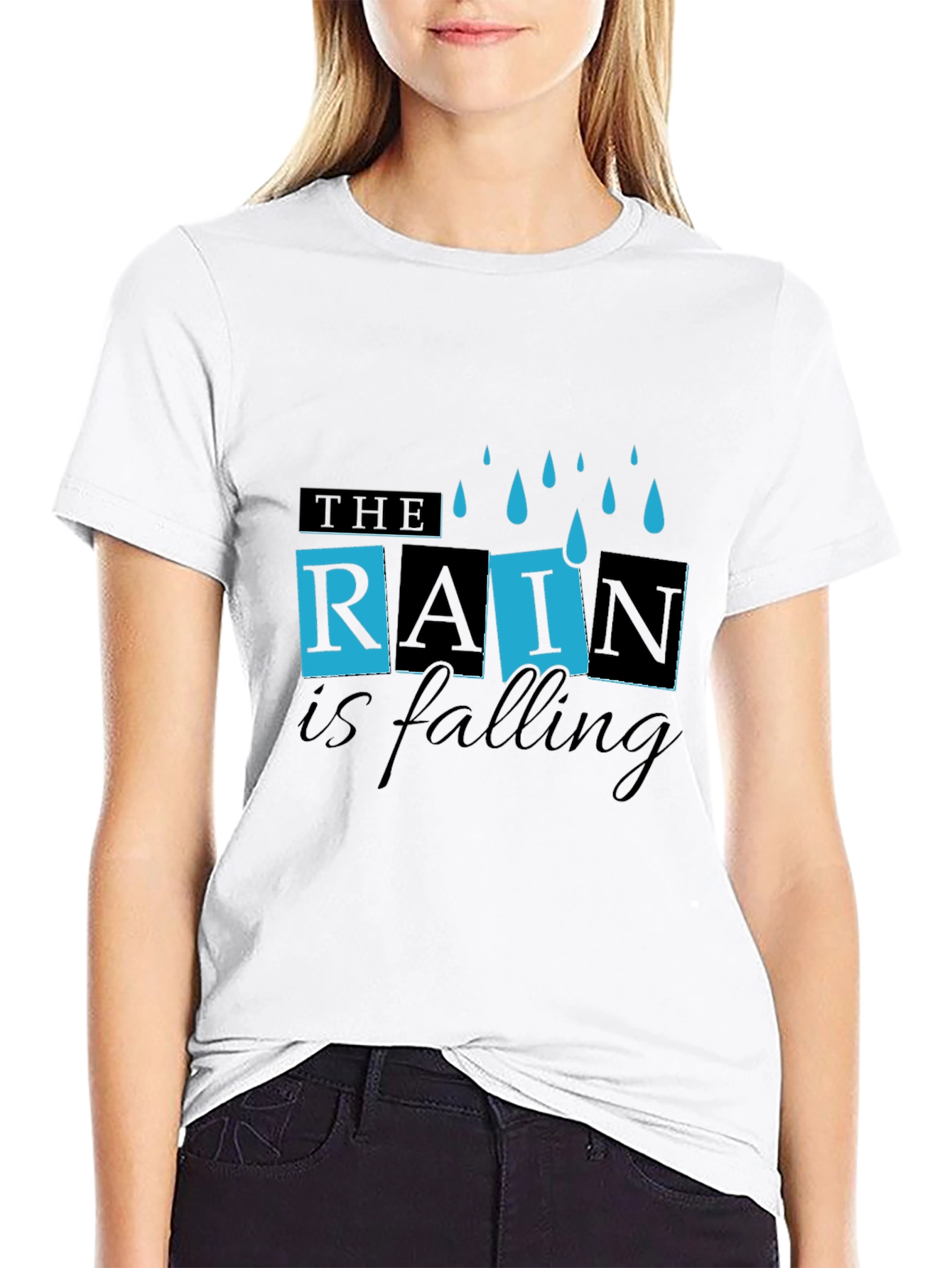 Rain is Falling Graphic Black T-Shirt