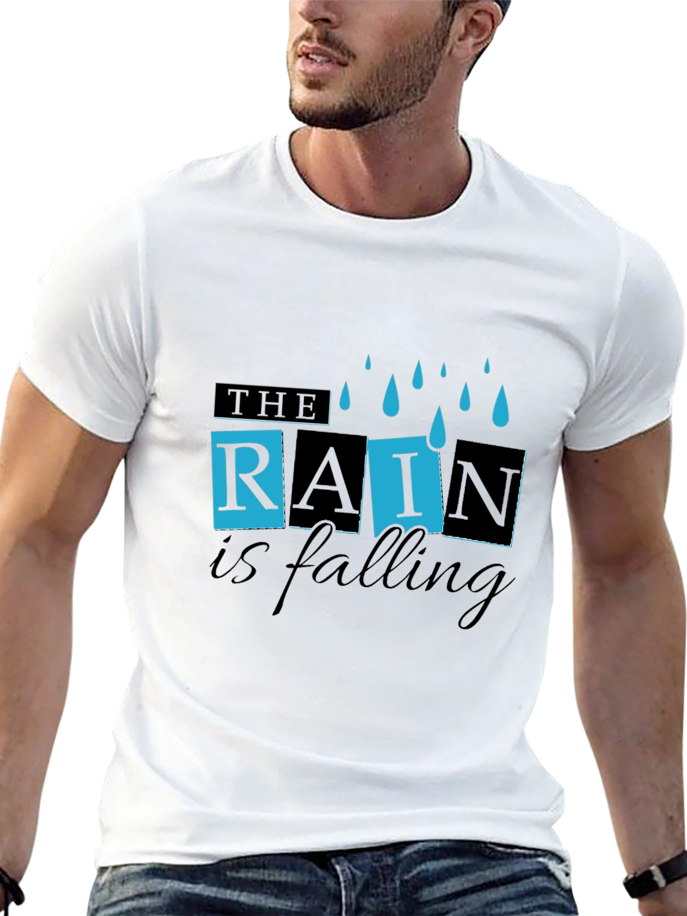 Rain is Falling Graphic Black T-Shirt