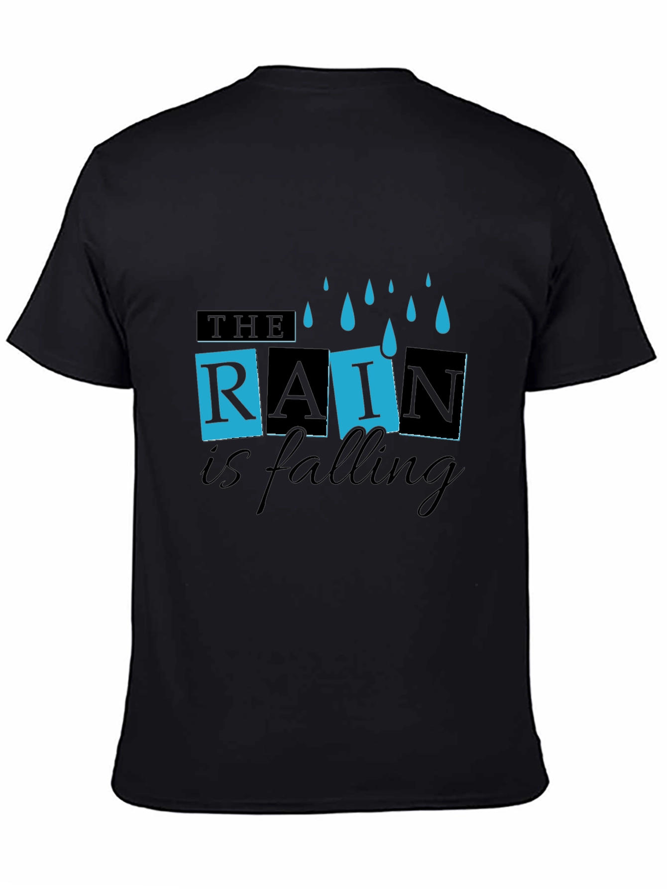 Rain is Falling Graphic Black T-Shirt