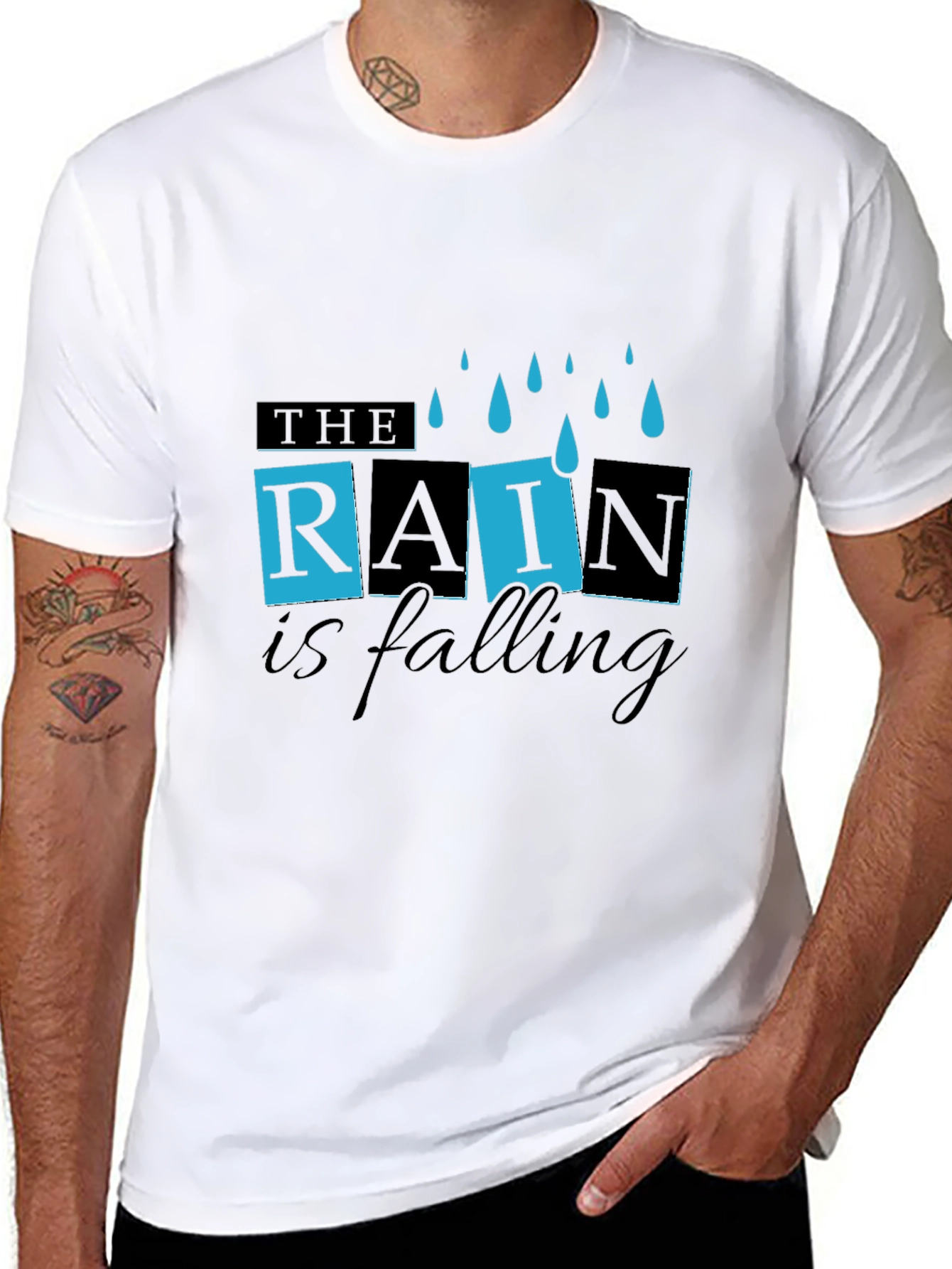 Rain is Falling Graphic Black T-Shirt