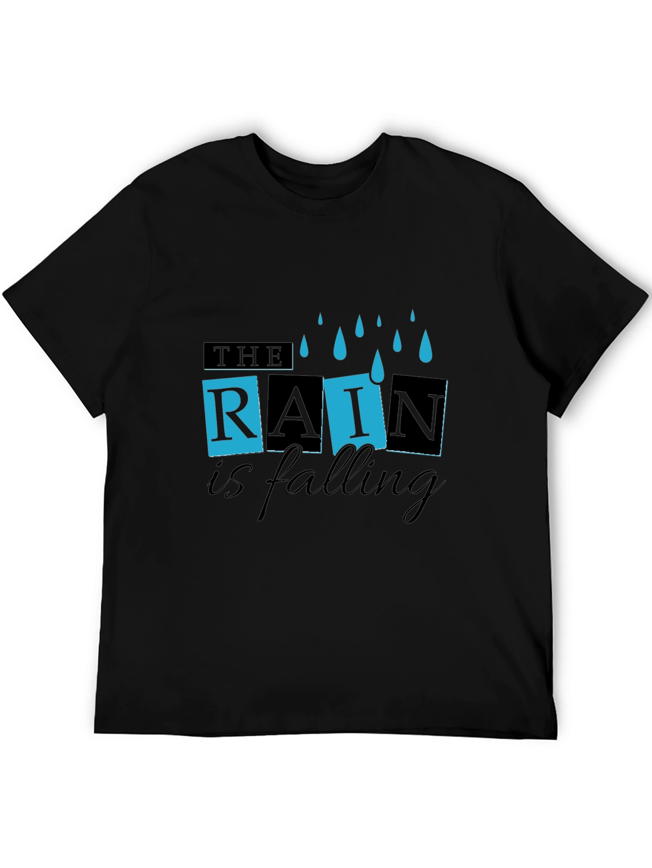 Rain is Falling Graphic Black T-Shirt