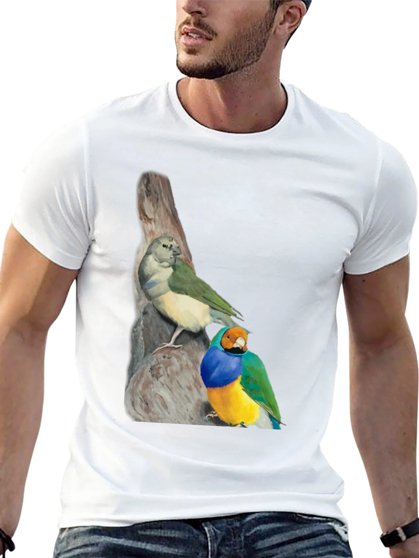 Birds on Branch Black T-Shirt