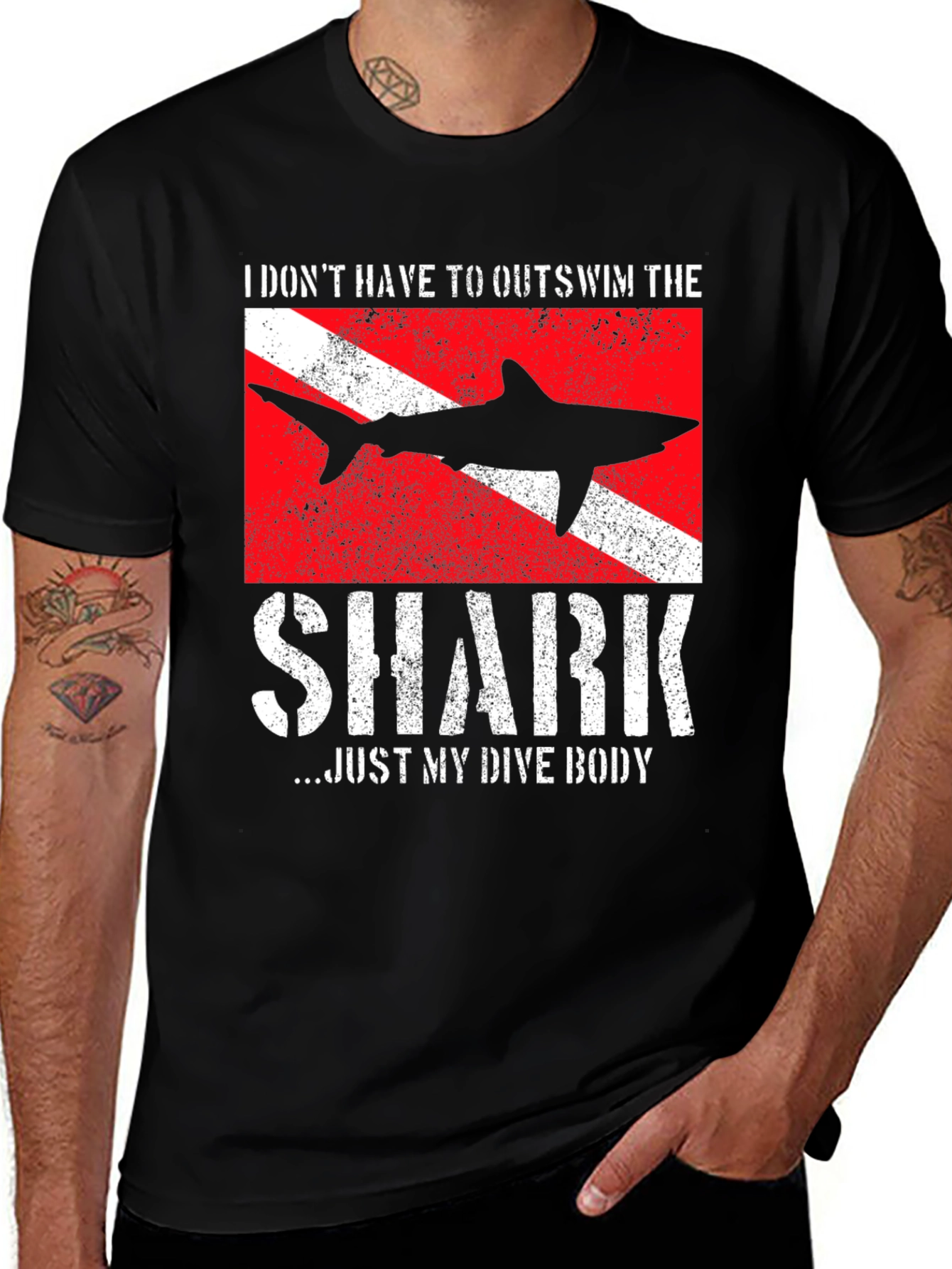 Diver Shark T-Shirt - Funny Dive Body Tee