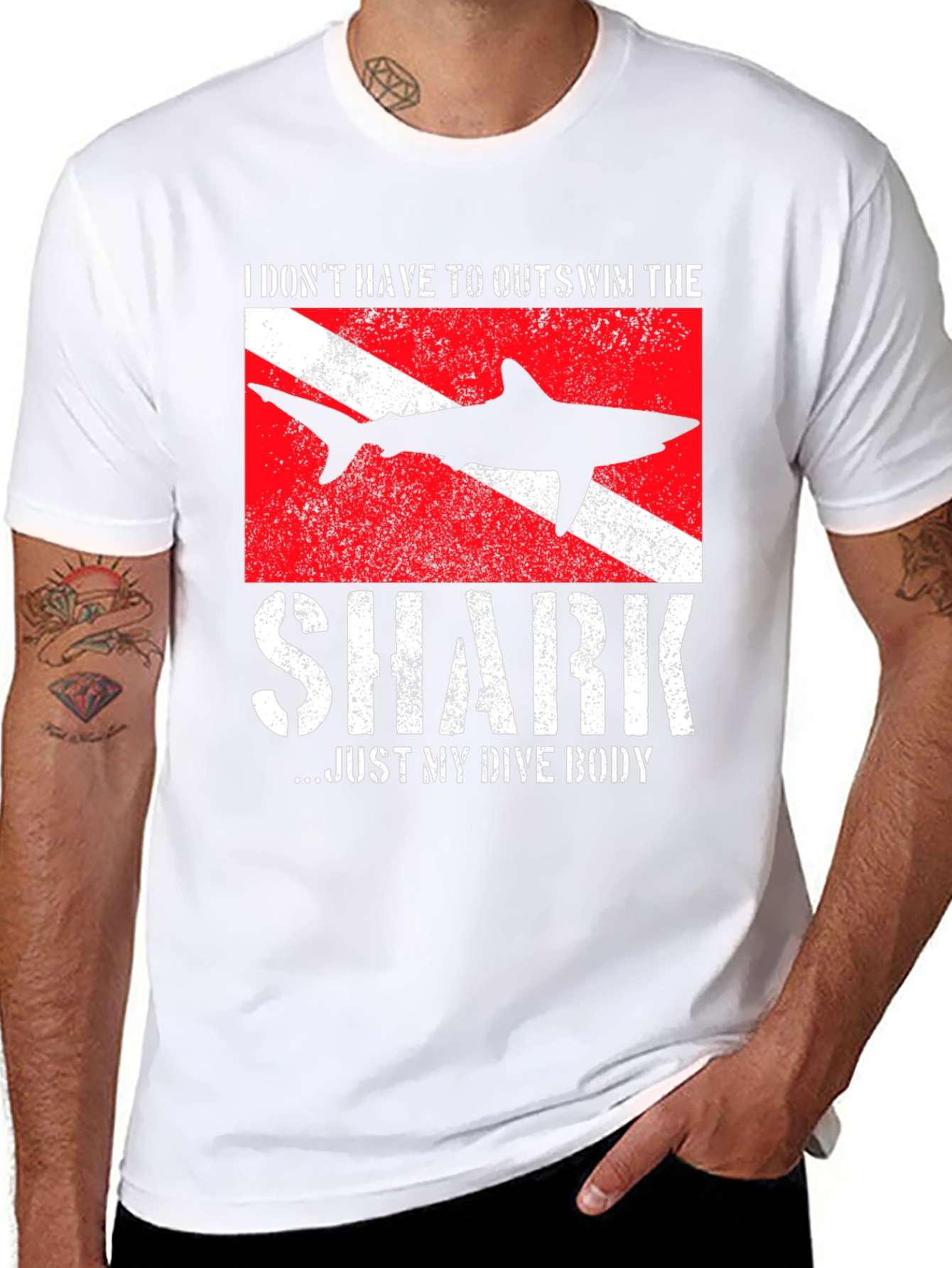 Diver Shark T-Shirt - Funny Dive Body Tee