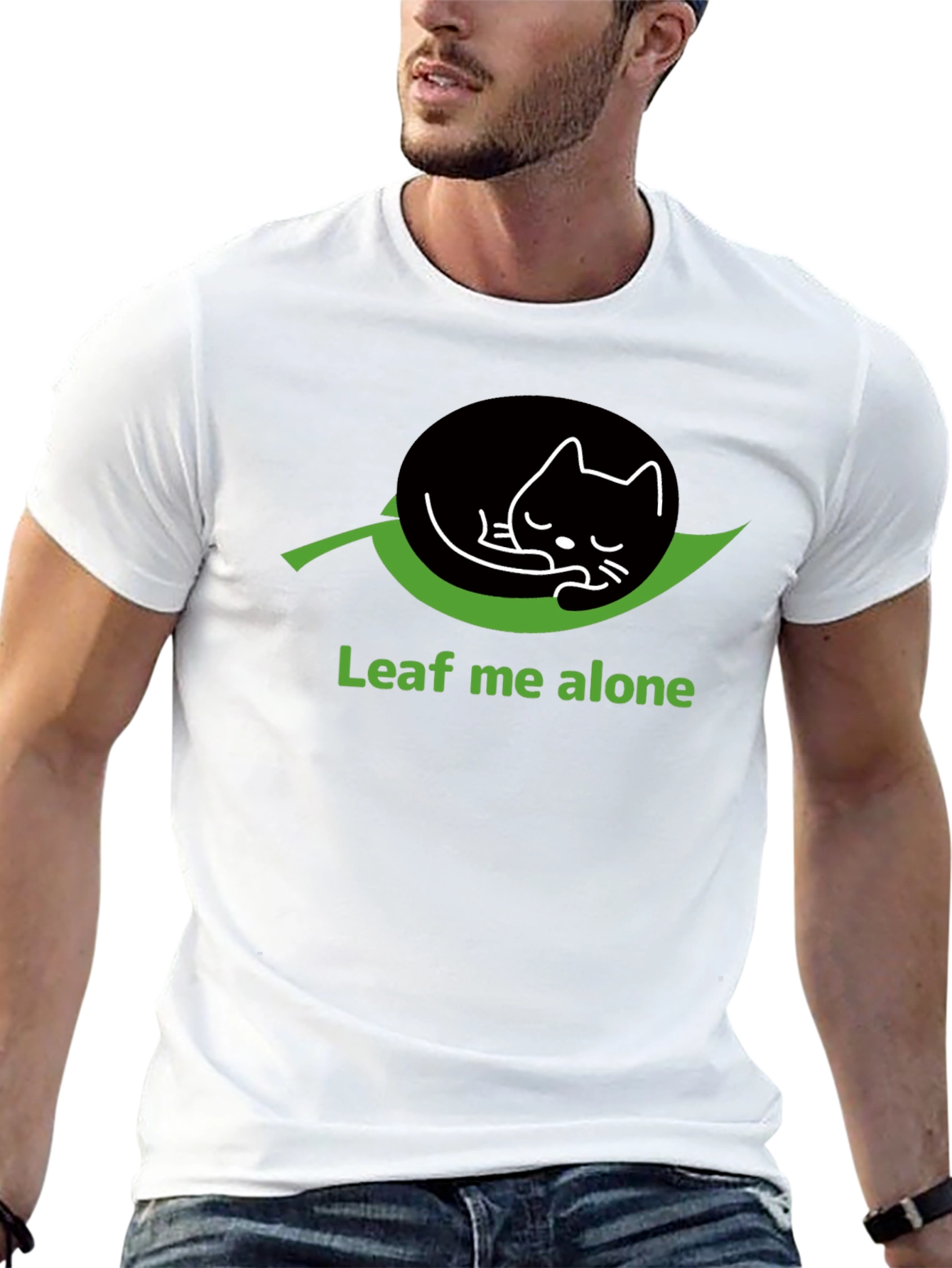 Leaf Me Alone Cat T-Shirt - Funny Graphic Tee