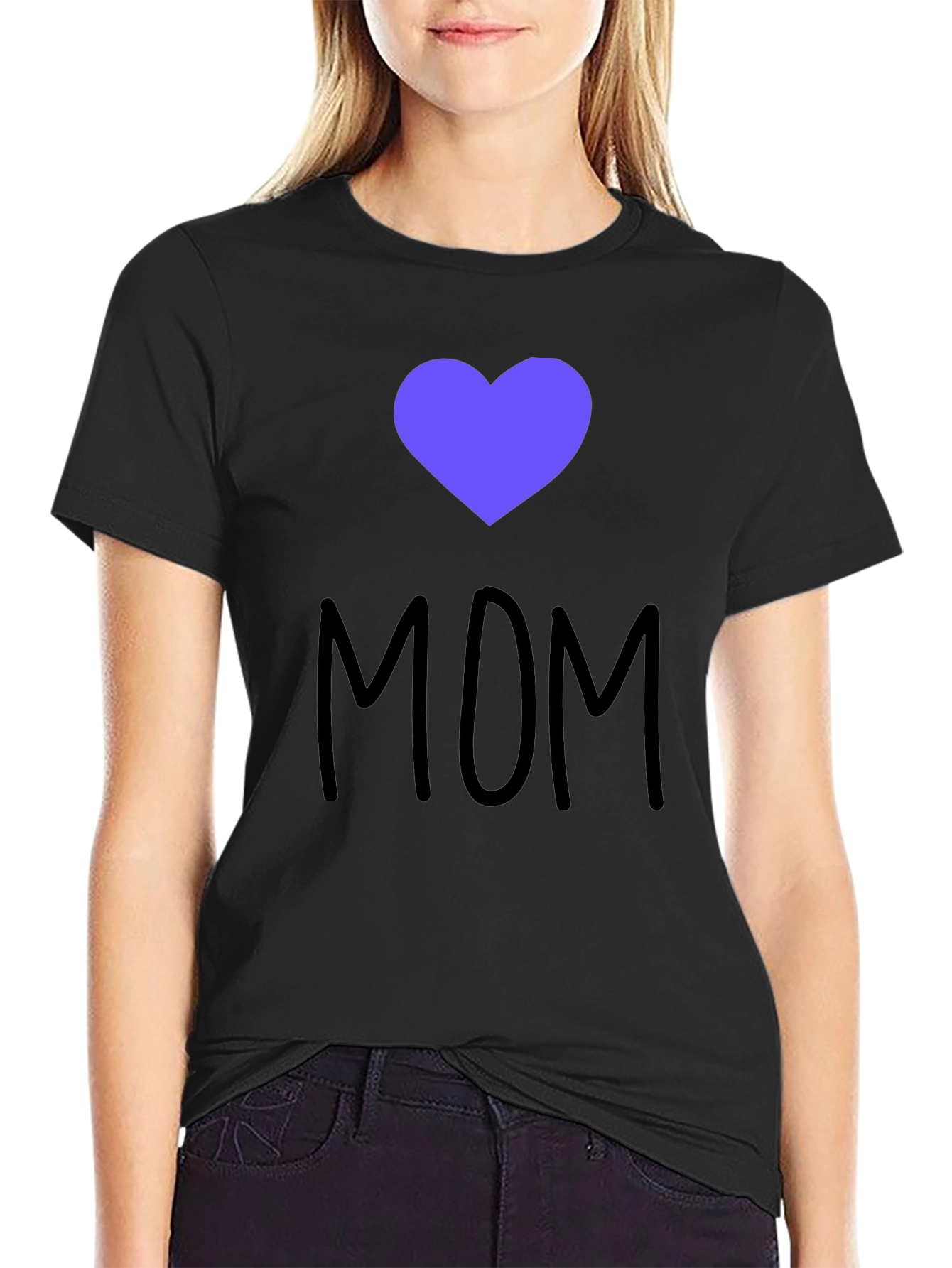 I Heart Mom T-Shirt - Black Cotton Blend