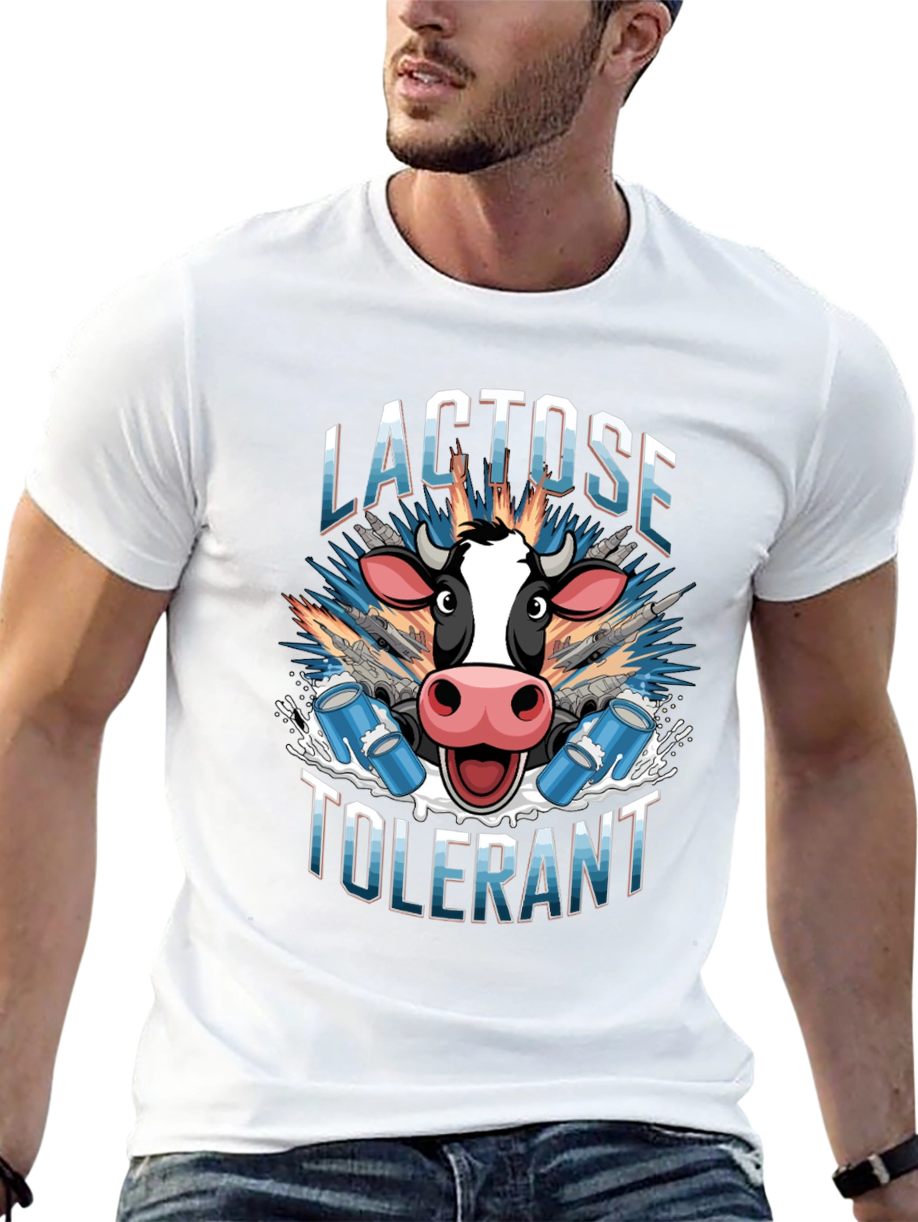 Lactose Tolerant Graphic Tee - Cow Milk Design