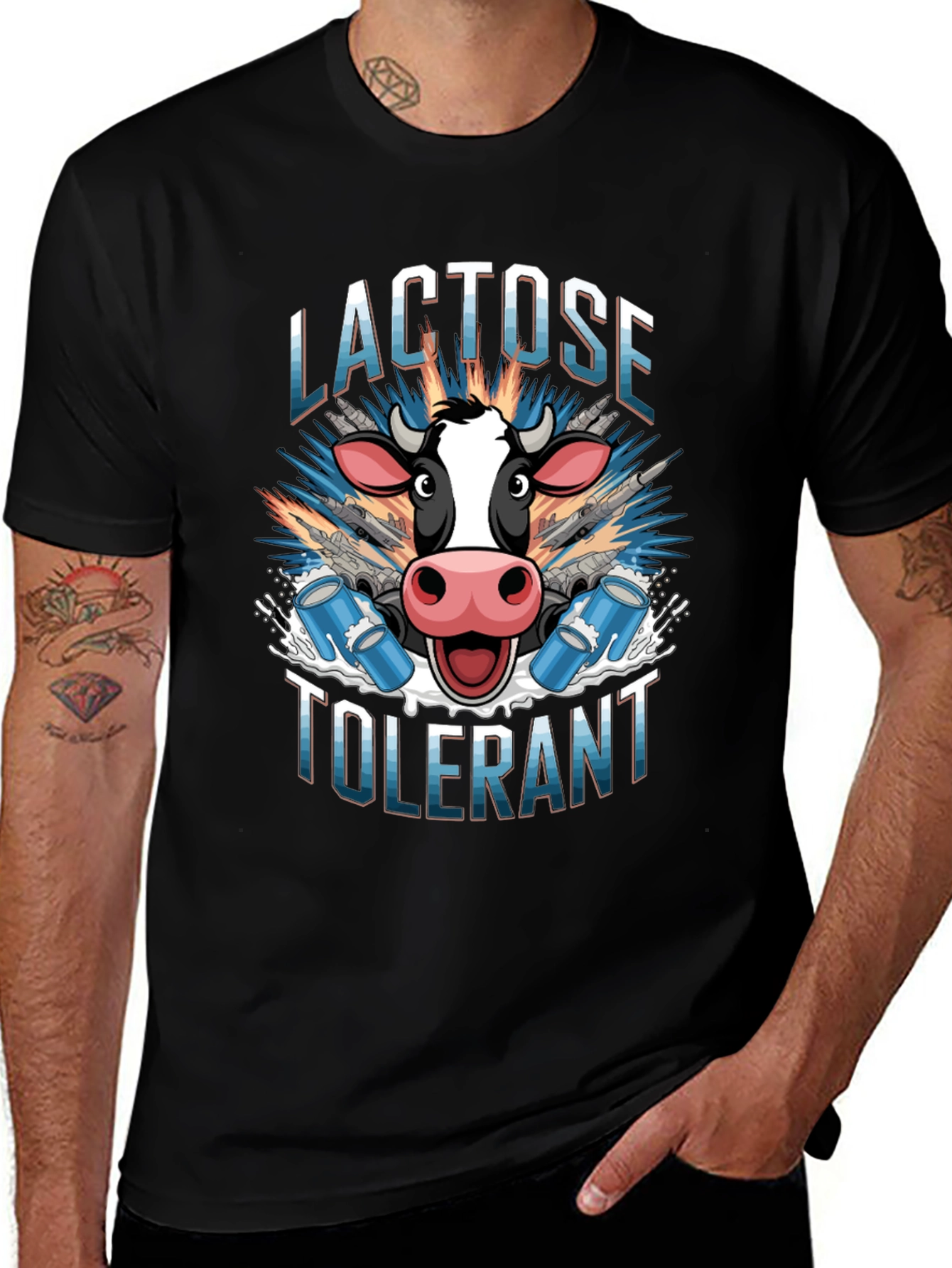 Lactose Tolerant Graphic Tee - Cow Milk Design