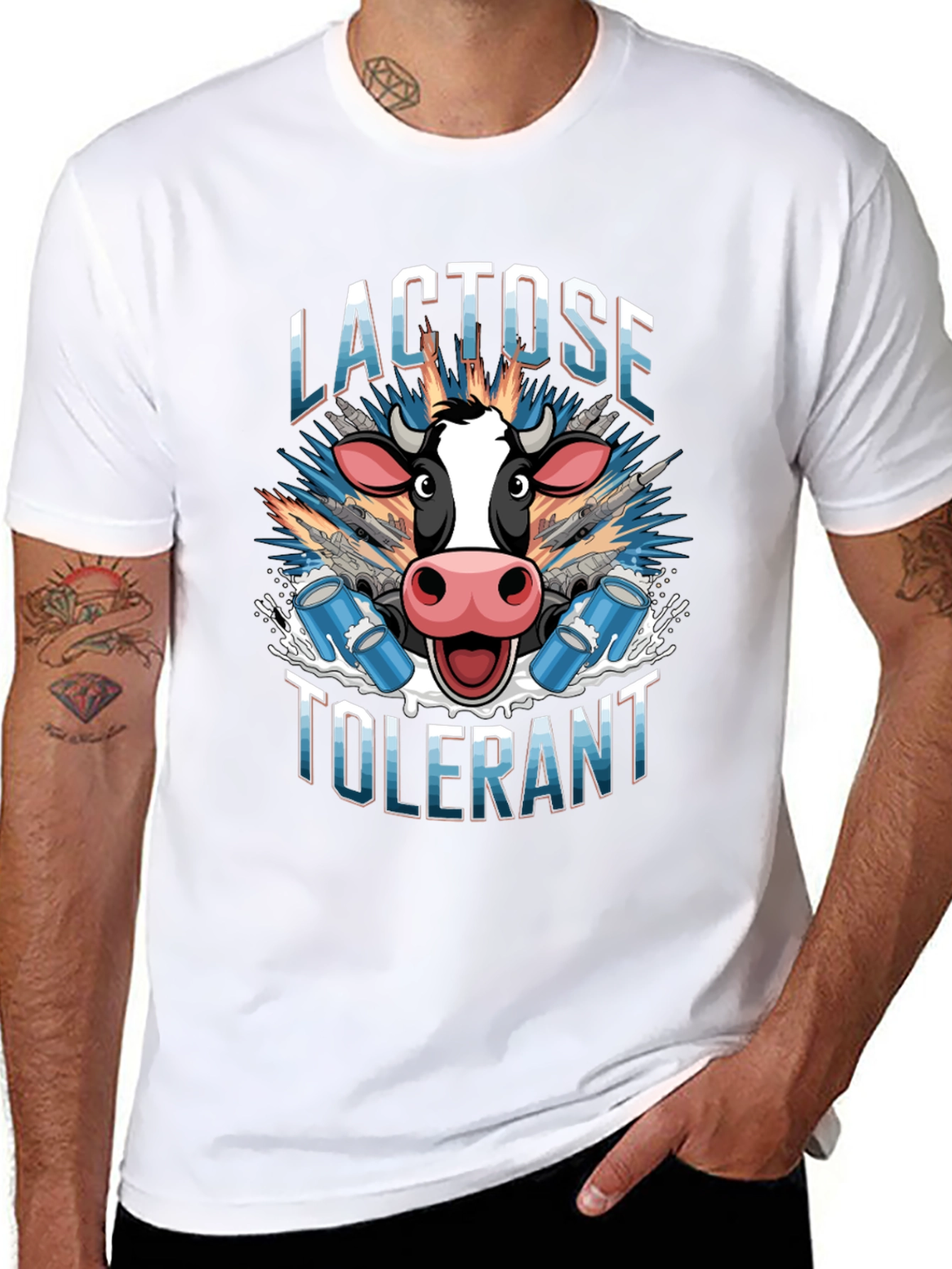 Lactose Tolerant Graphic Tee - Cow Milk Design