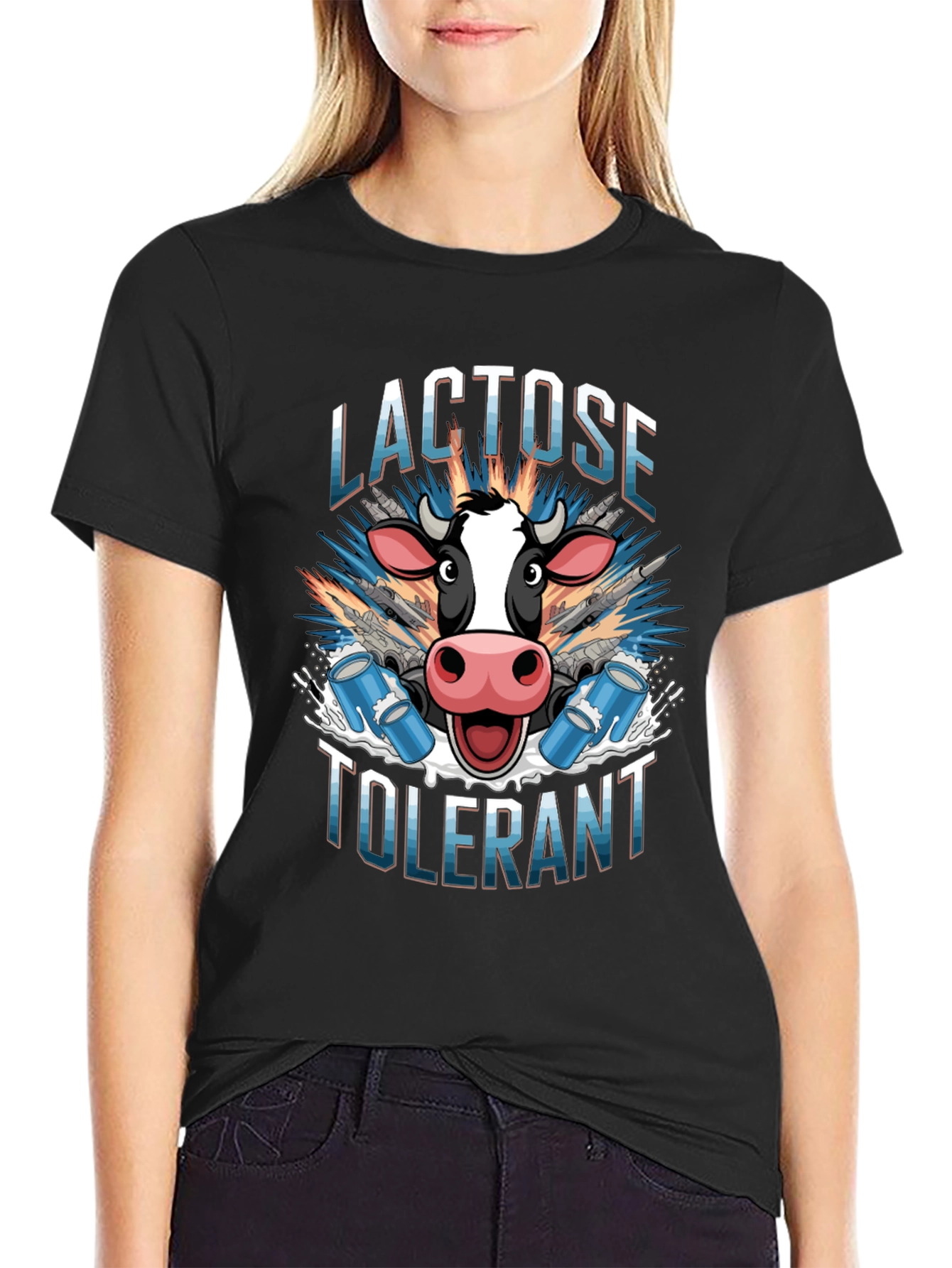 Lactose Tolerant Graphic Tee - Cow Milk Design