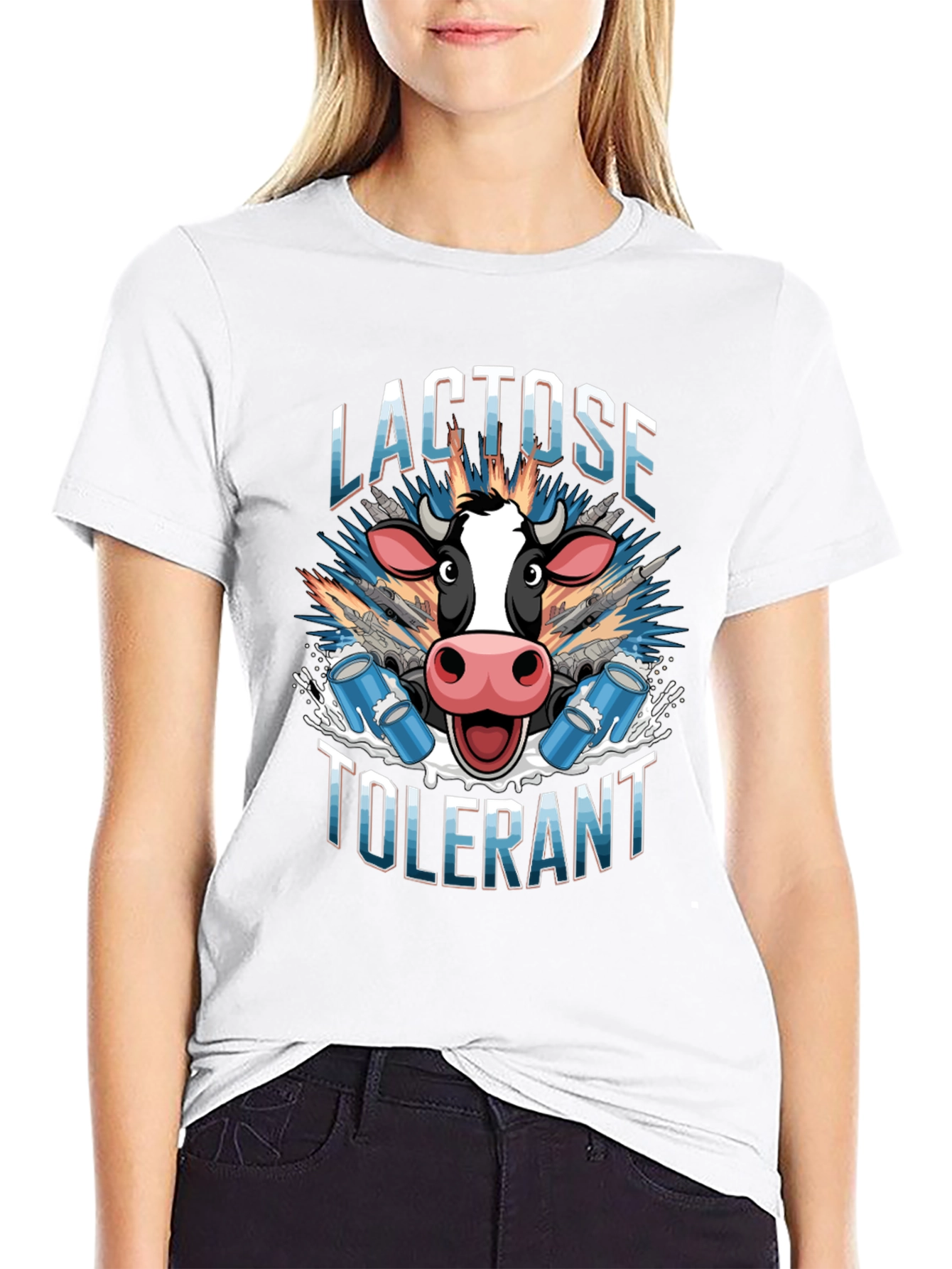 Lactose Tolerant Graphic Tee - Cow Milk Design